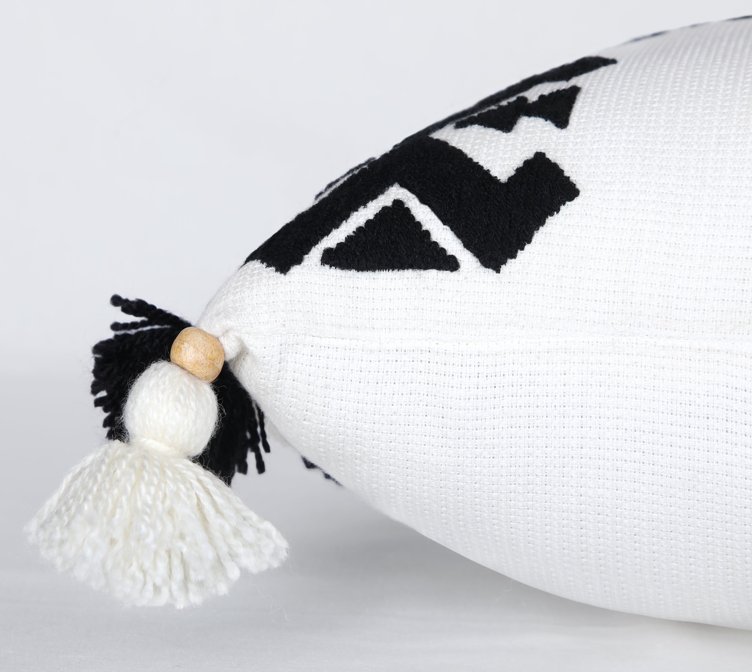 NAVAJO Off white Black Cotton Cushion Cover