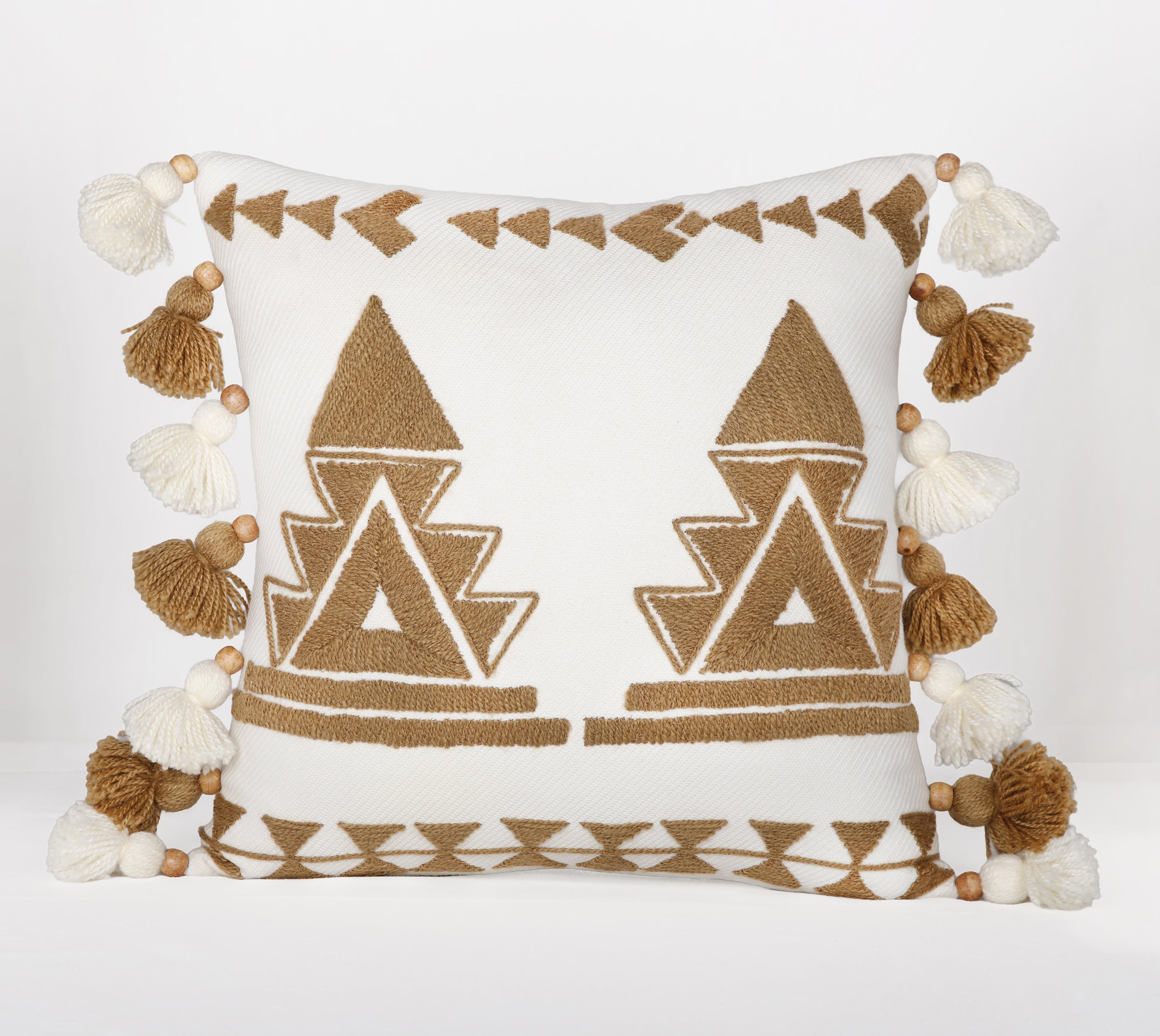 NAVAJO Off white Gold Cotton Cushion Cover