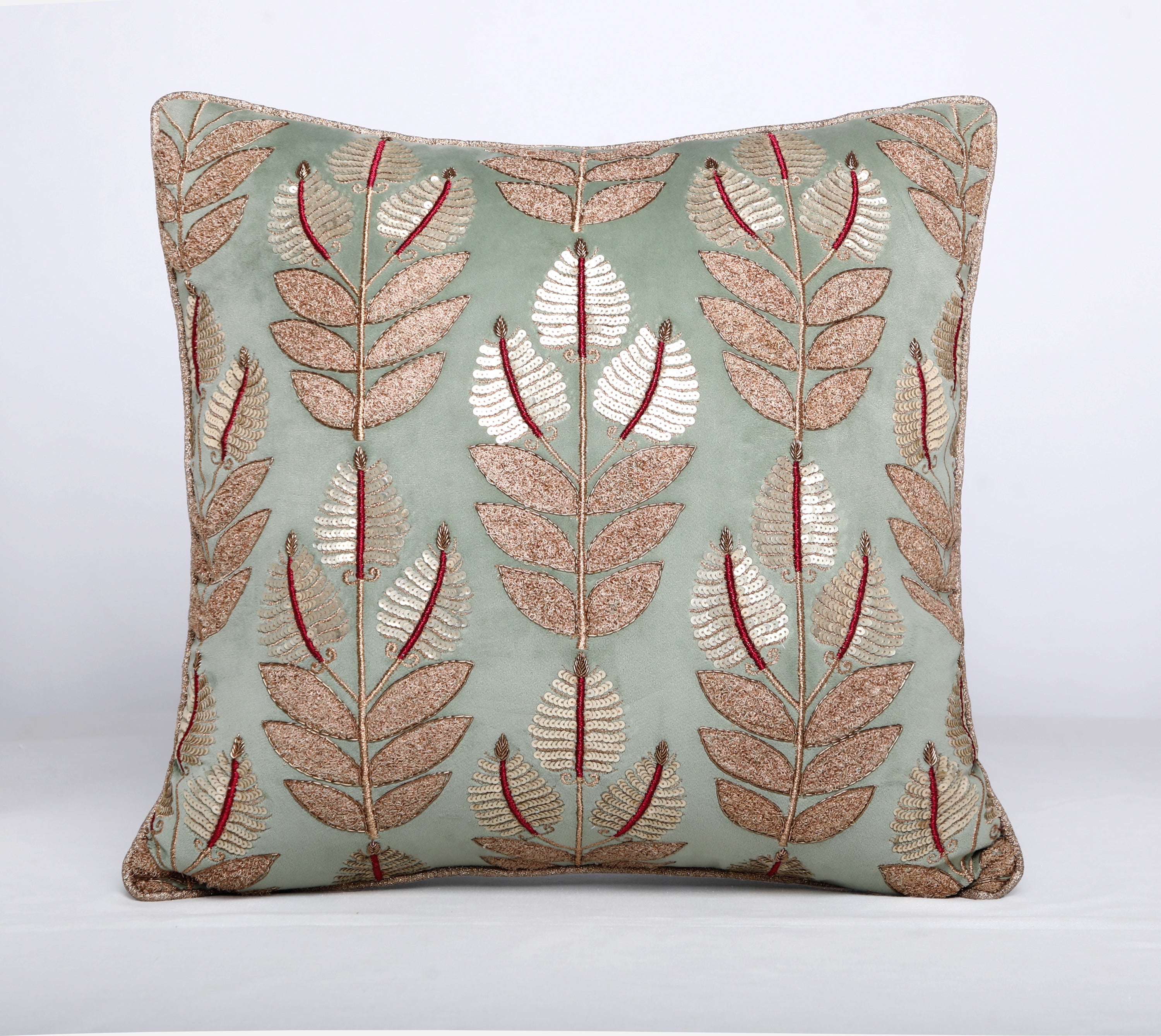 HERITAGE Sage Green Velvet Cushion Cover