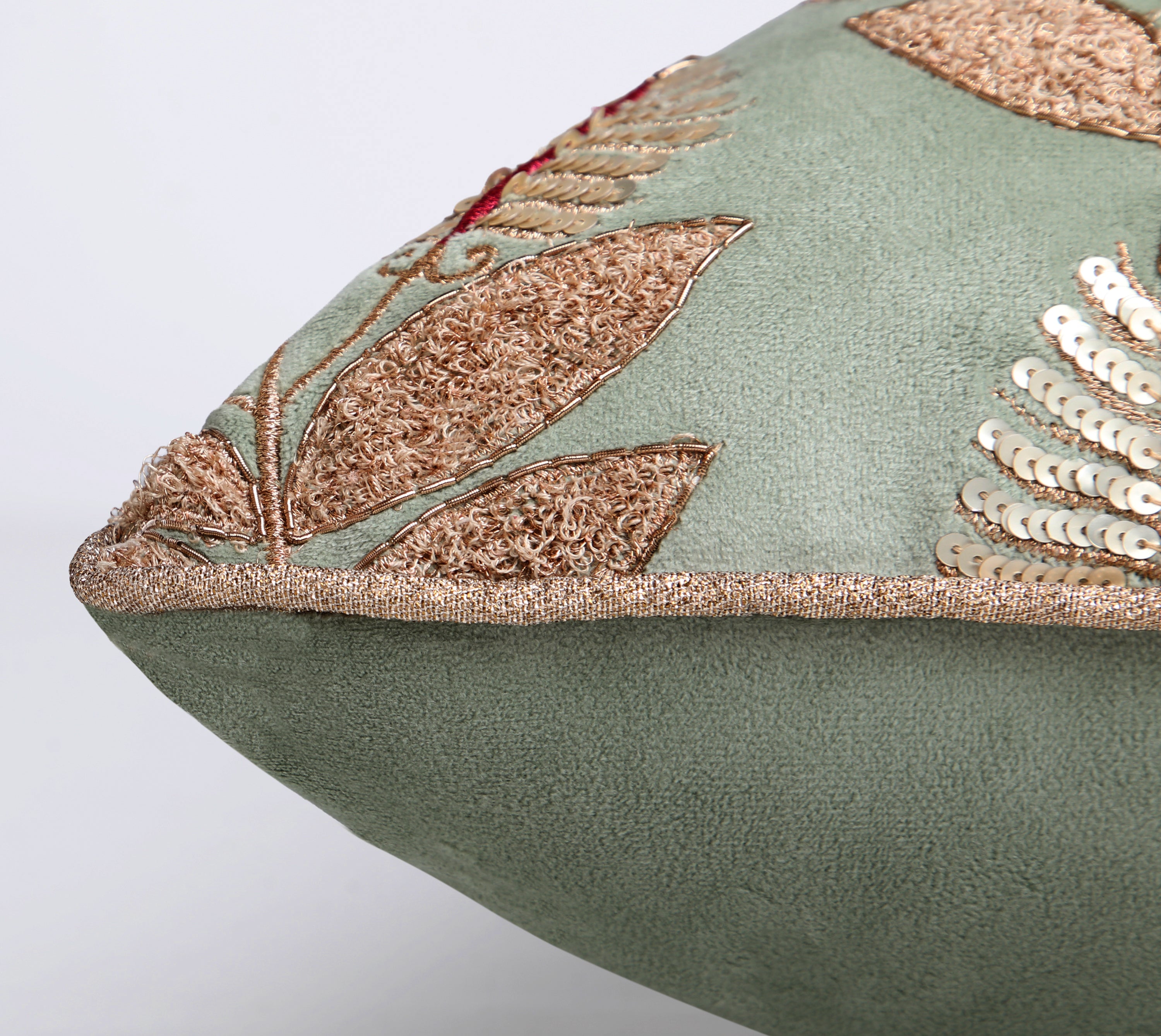 HERITAGE Sage Green Velvet Cushion Cover