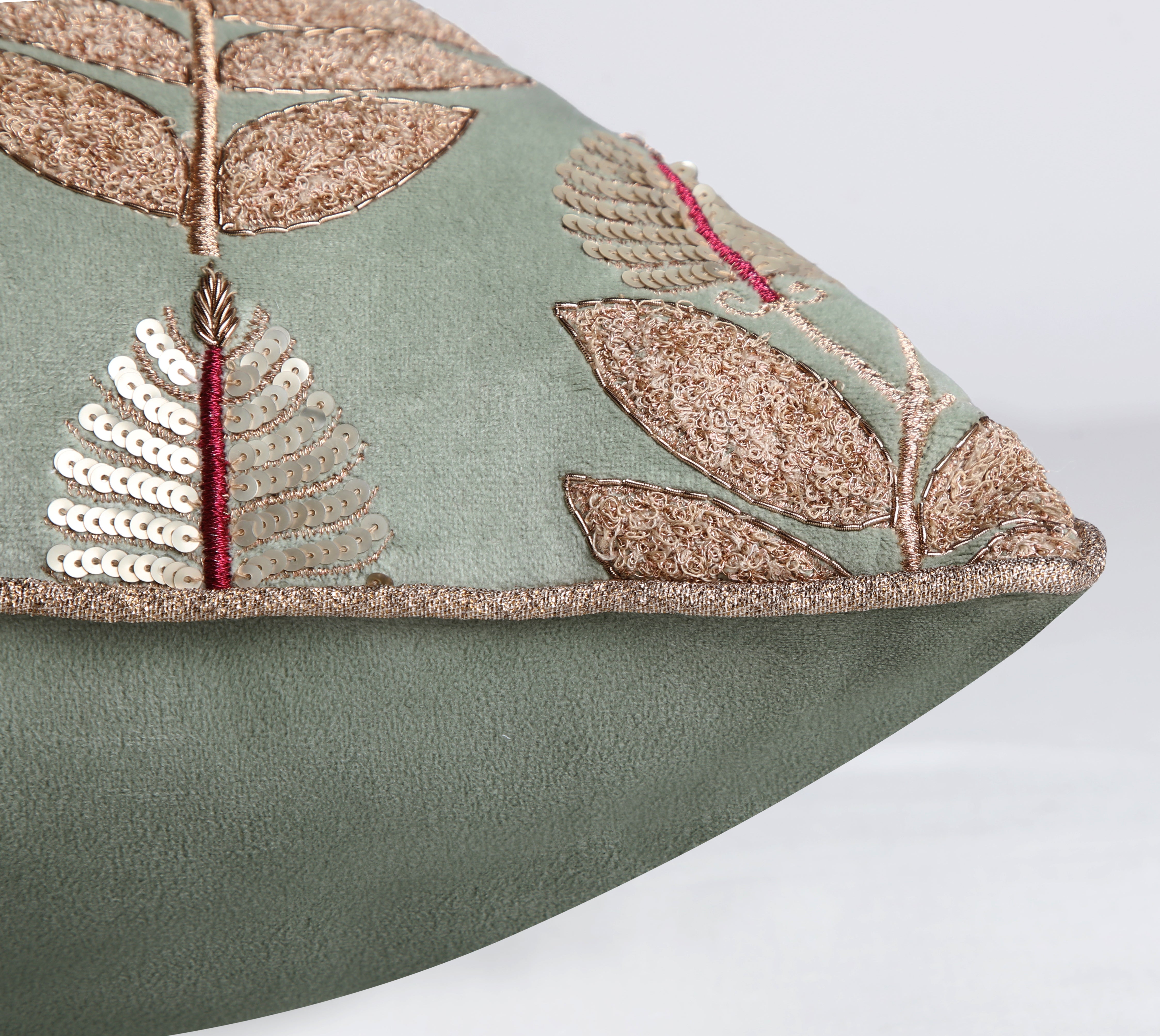 HERITAGE Sage Green Velvet Cushion Cover