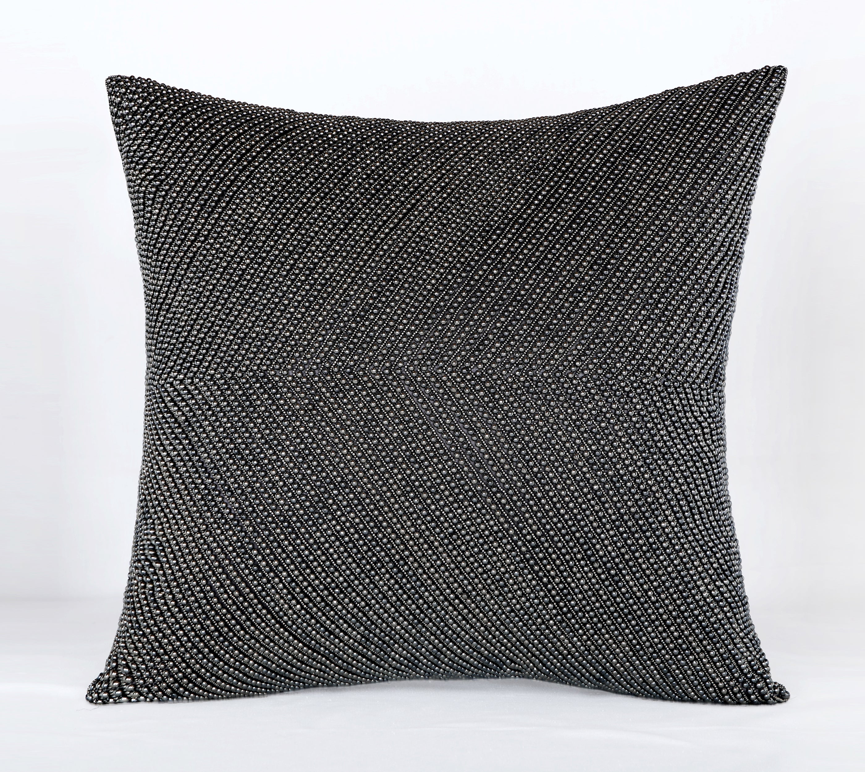 CAPIZ Gunmetal Grey Beaded Cushion Cover