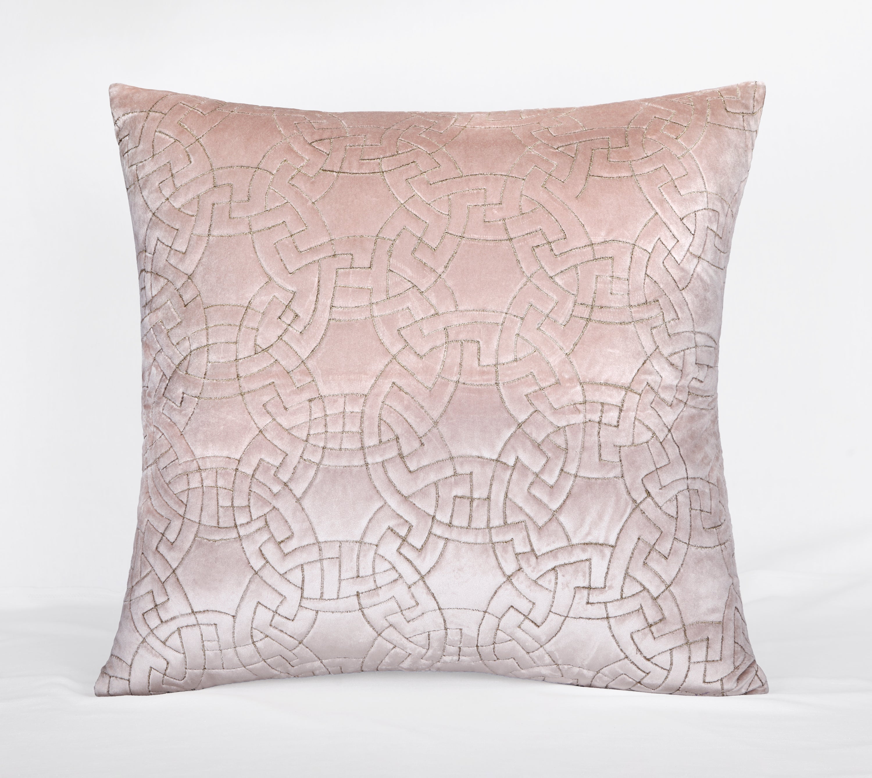 OPHELIA Pink Velvet Quilted Cushion Cover