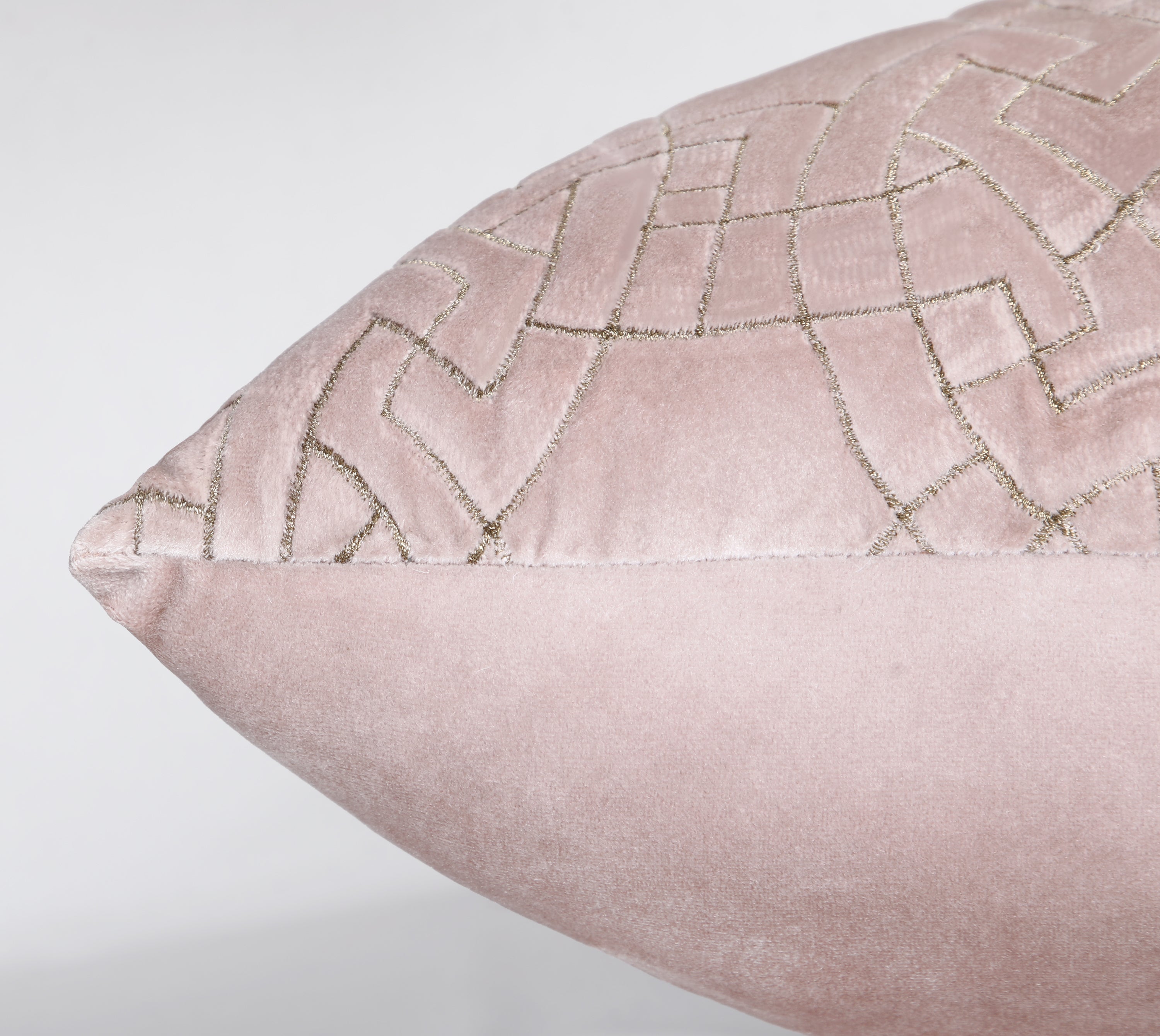 OPHELIA Pink Velvet Quilted Cushion Cover
