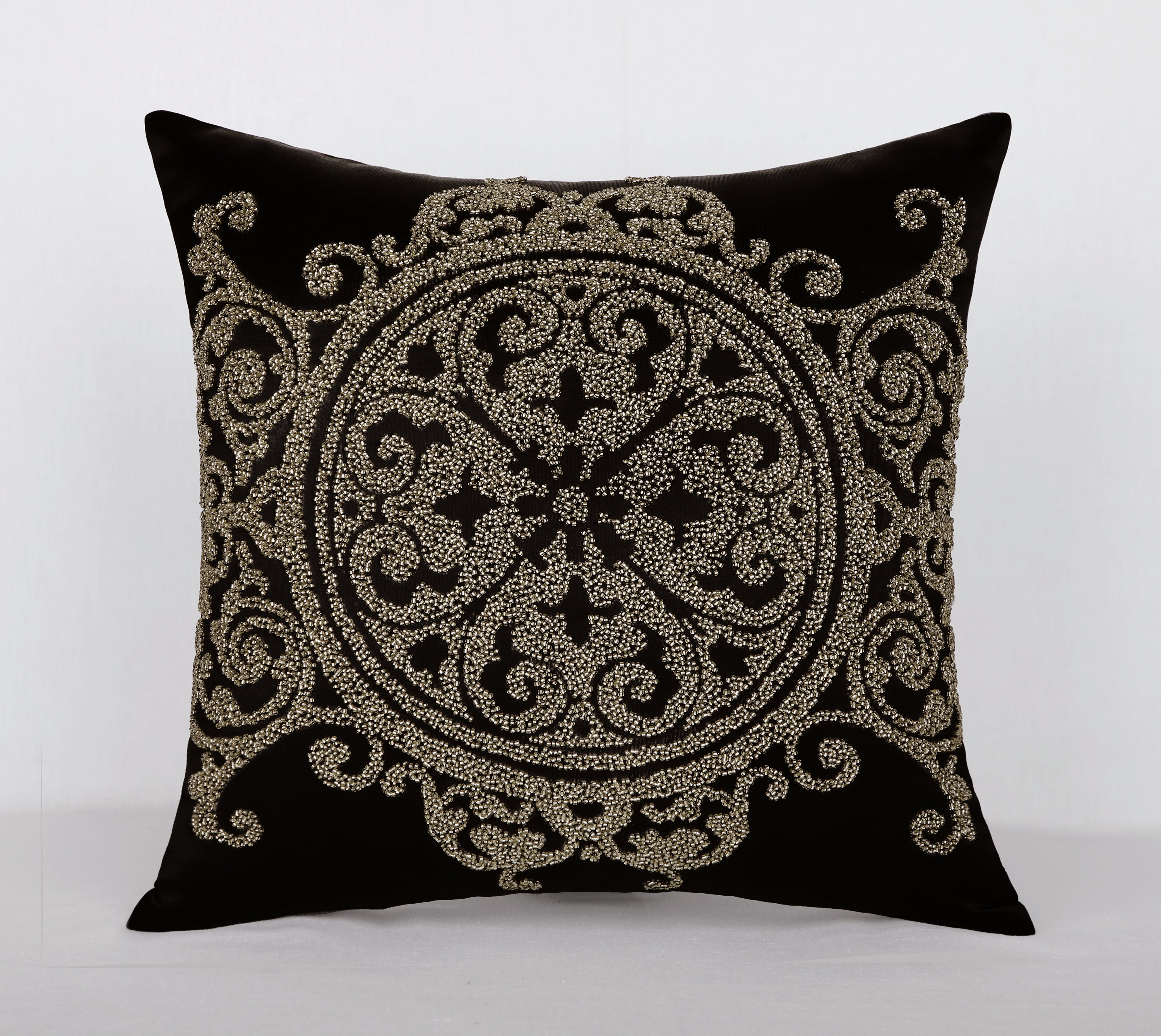 PATINA Black Gold Beaded Cushion Cover