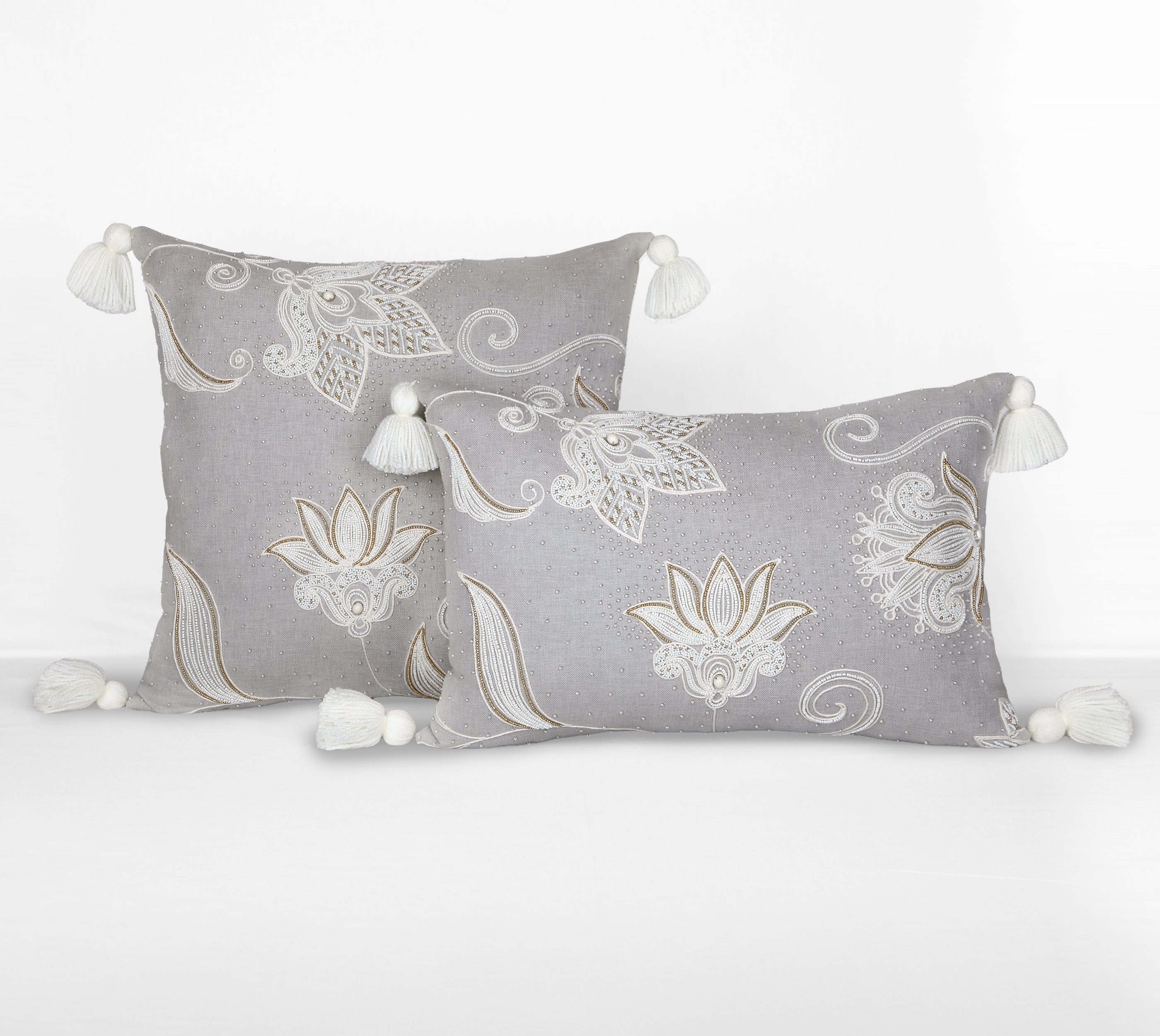 REGENT Grey Cotton Cushion Cover