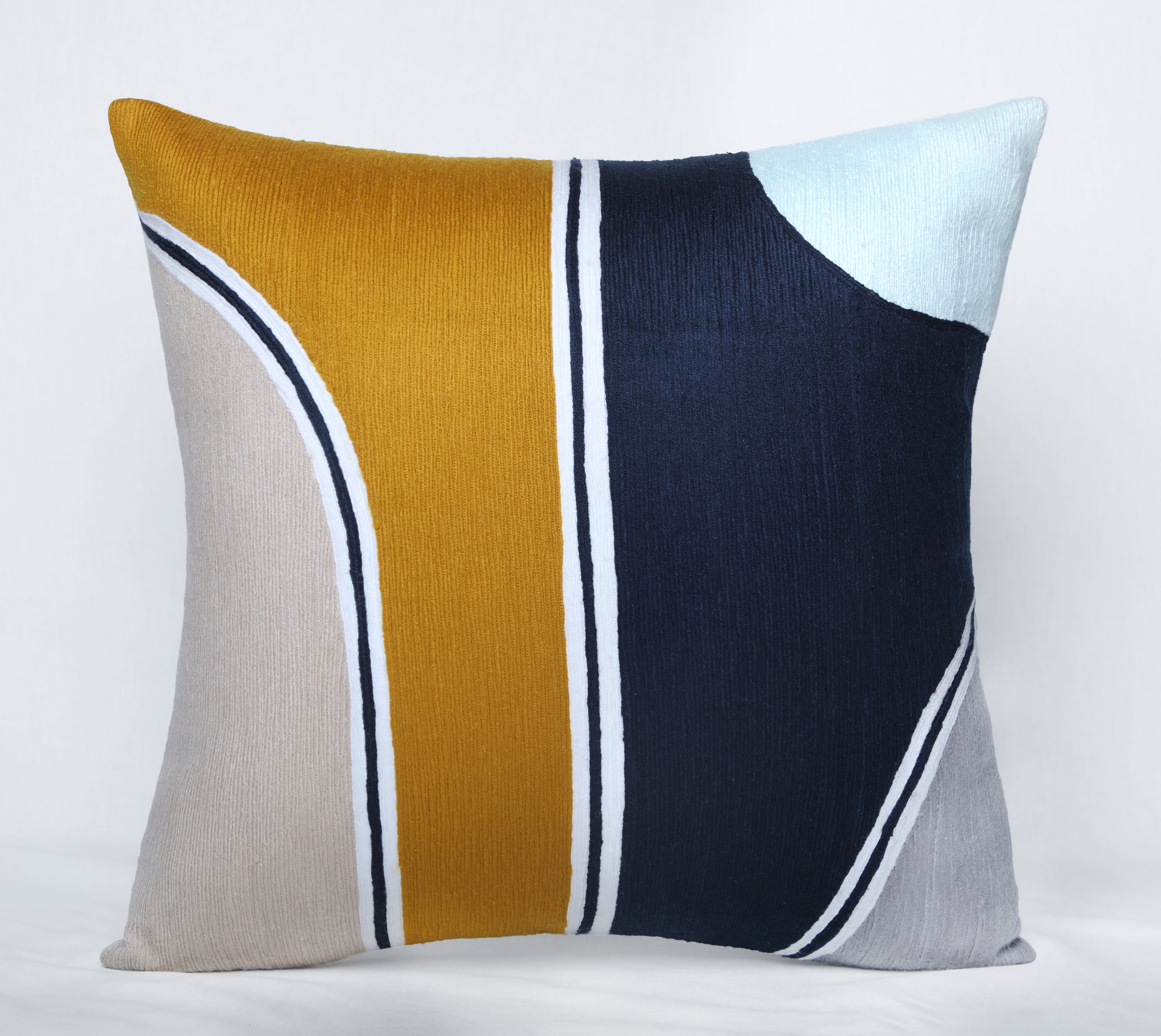 MARISOL Mustard Navy Cushion Cover