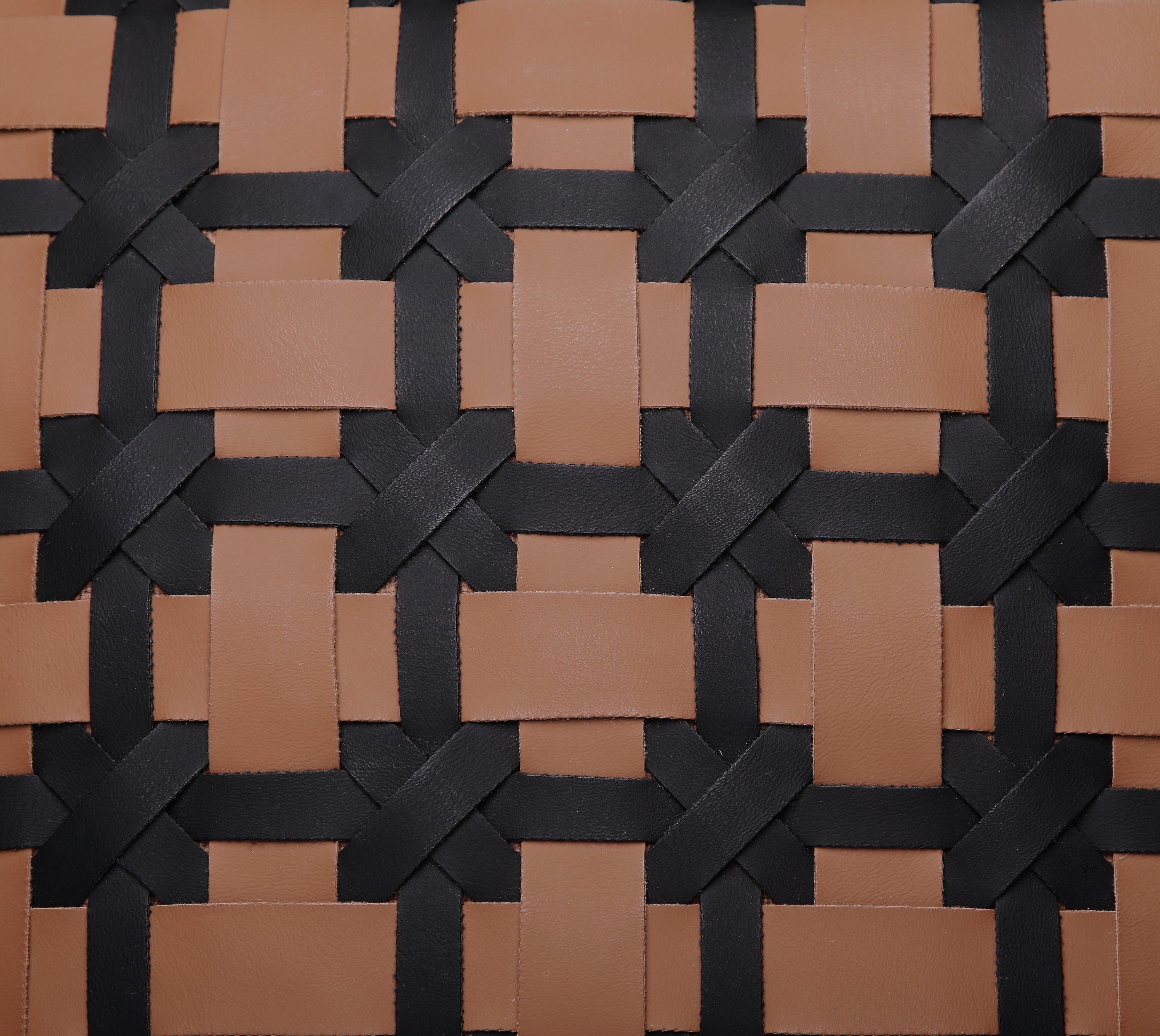 DREAMWEAVER Brown Black Faux Leather Cushion Cover