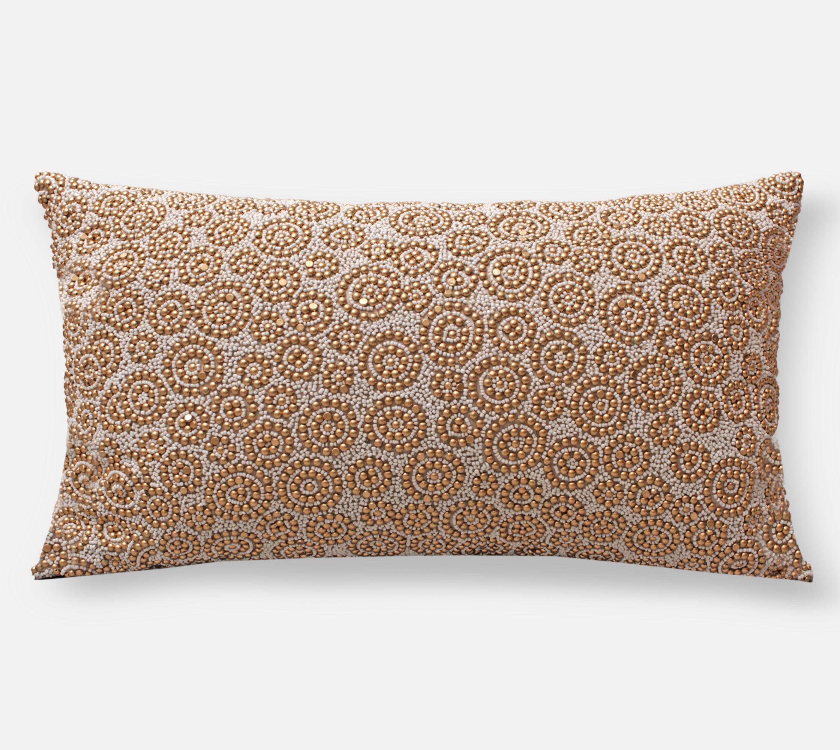ENAMOR Gold Beaded Cushion Cover