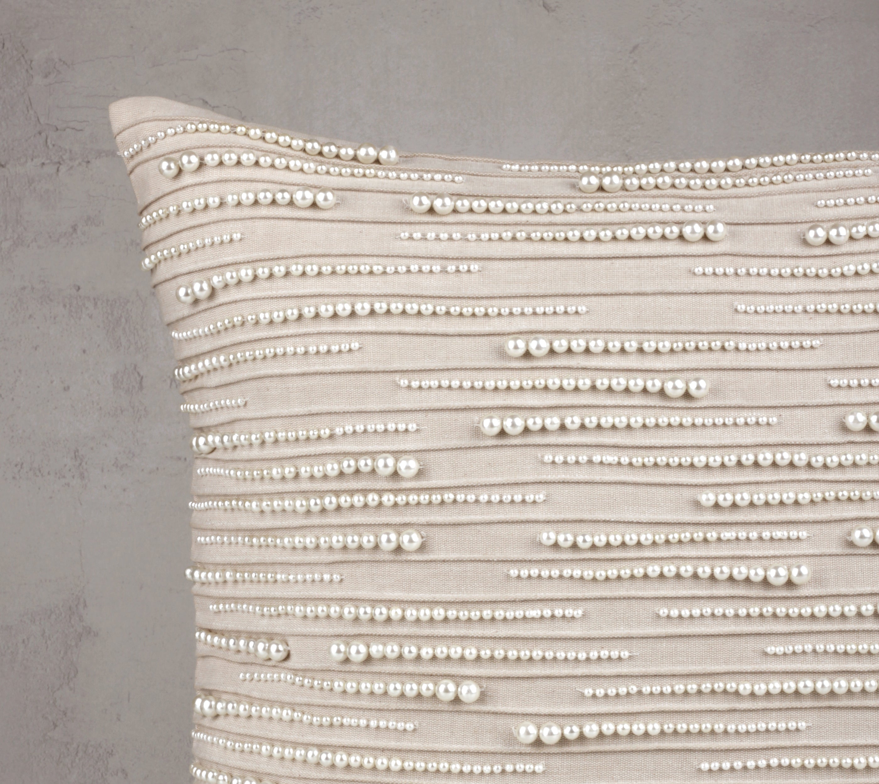 Cotton and Off-white pearl Cushion Cover