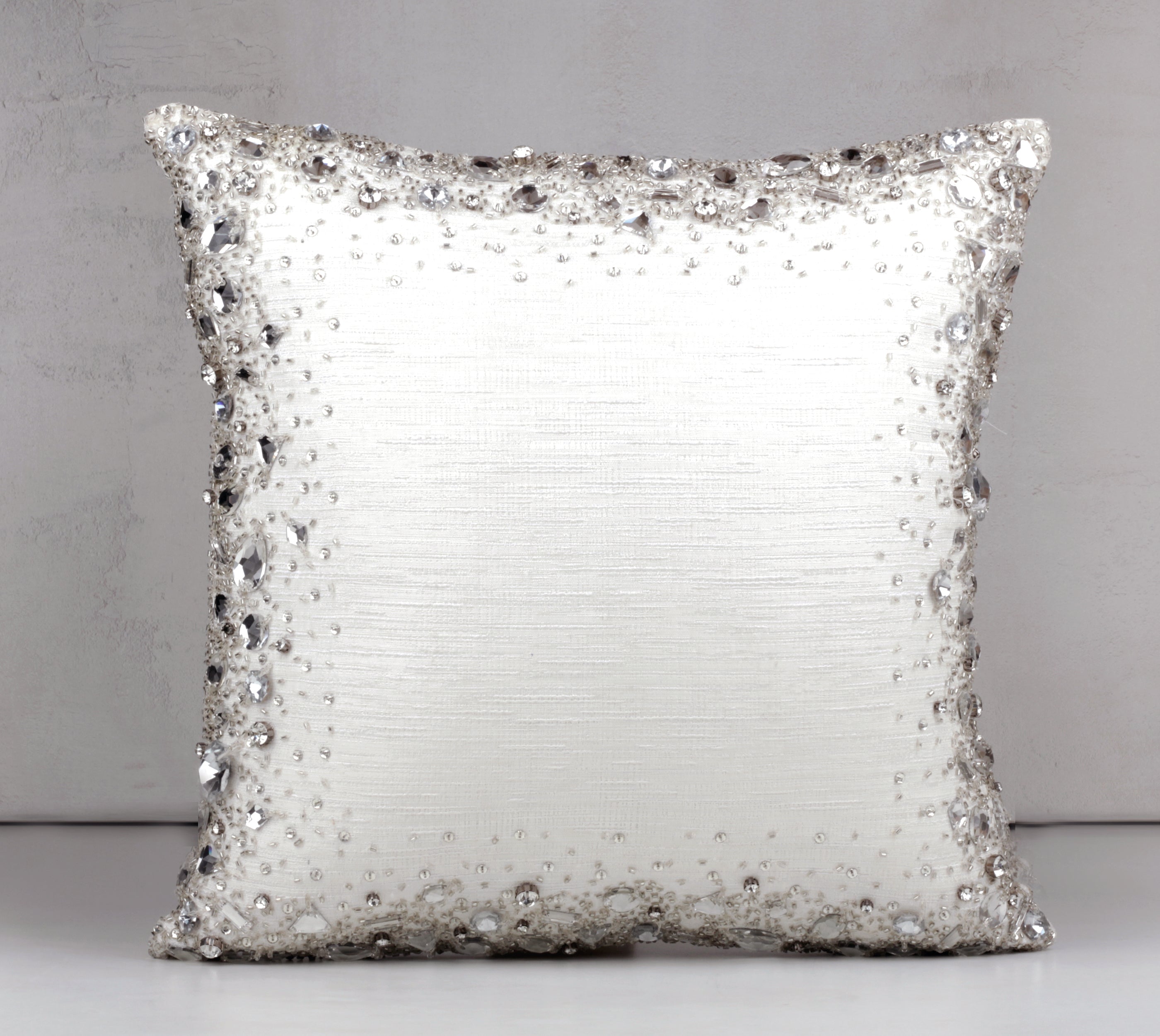 FORTUNE White and Silver Bling Cushion Cover