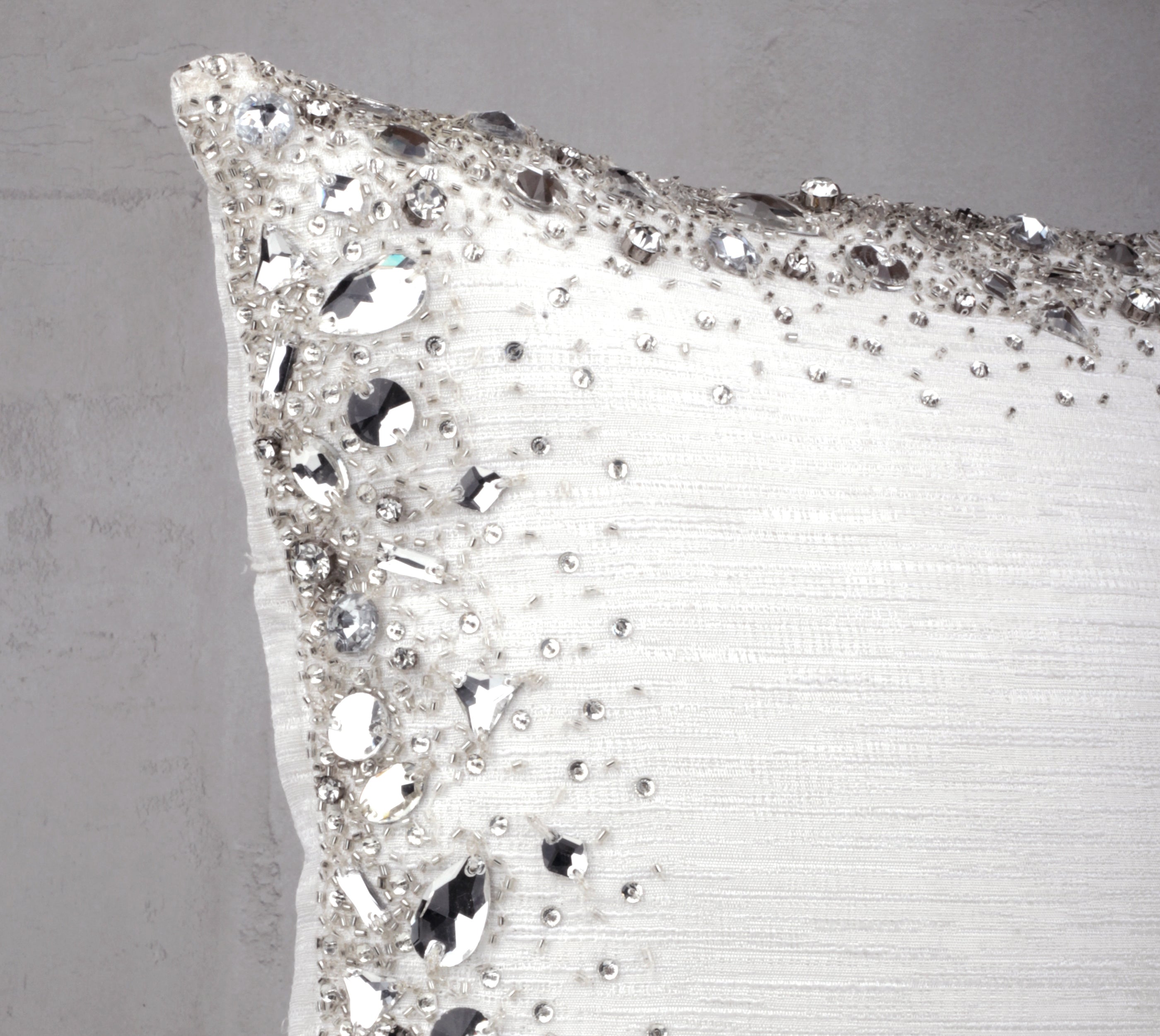 FORTUNE White and Silver Bling Cushion Cover