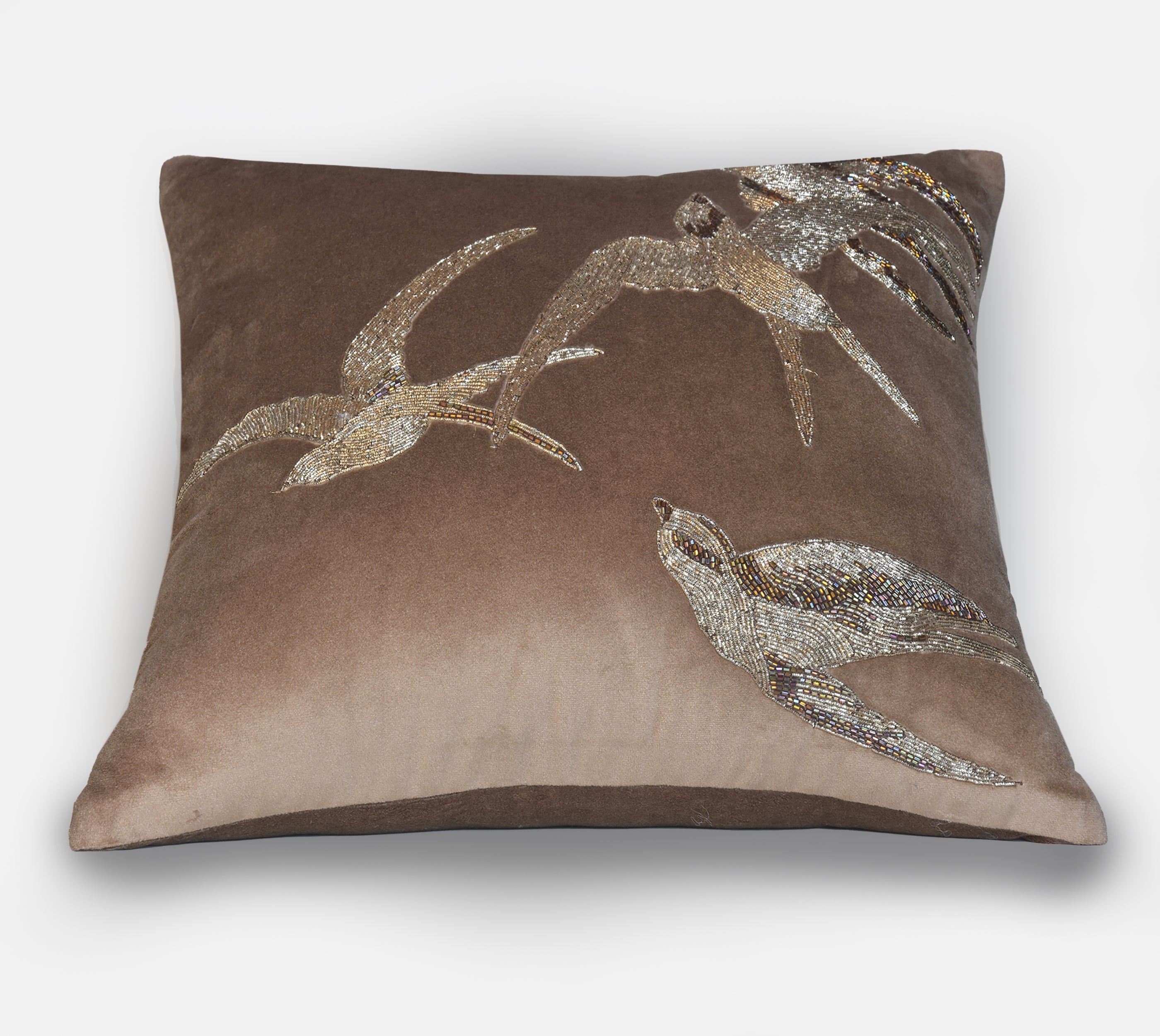 AURORA Taupe Velvet Cushion Cover