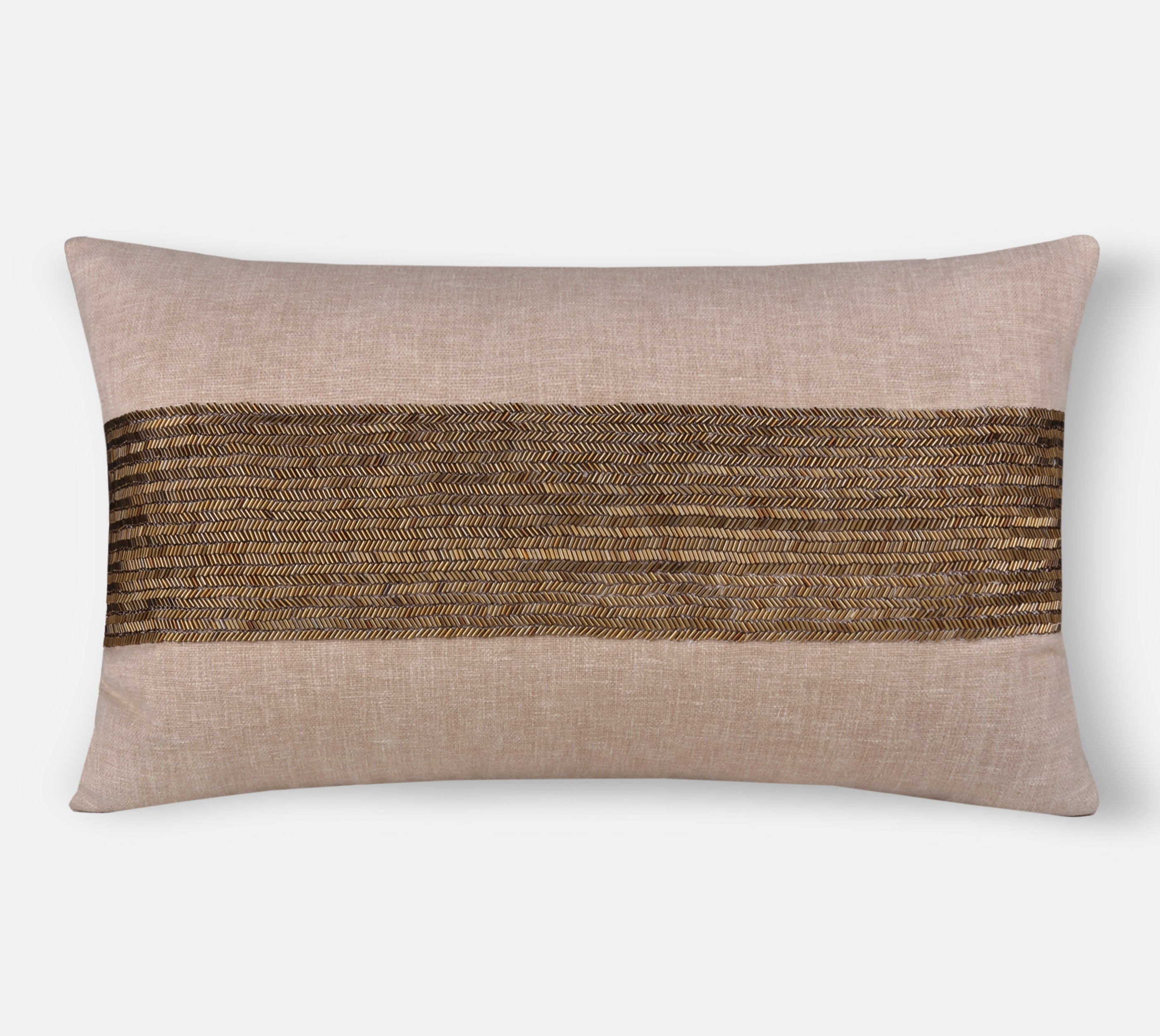 LUNA Beige Beaded Cotton Cushion Cover