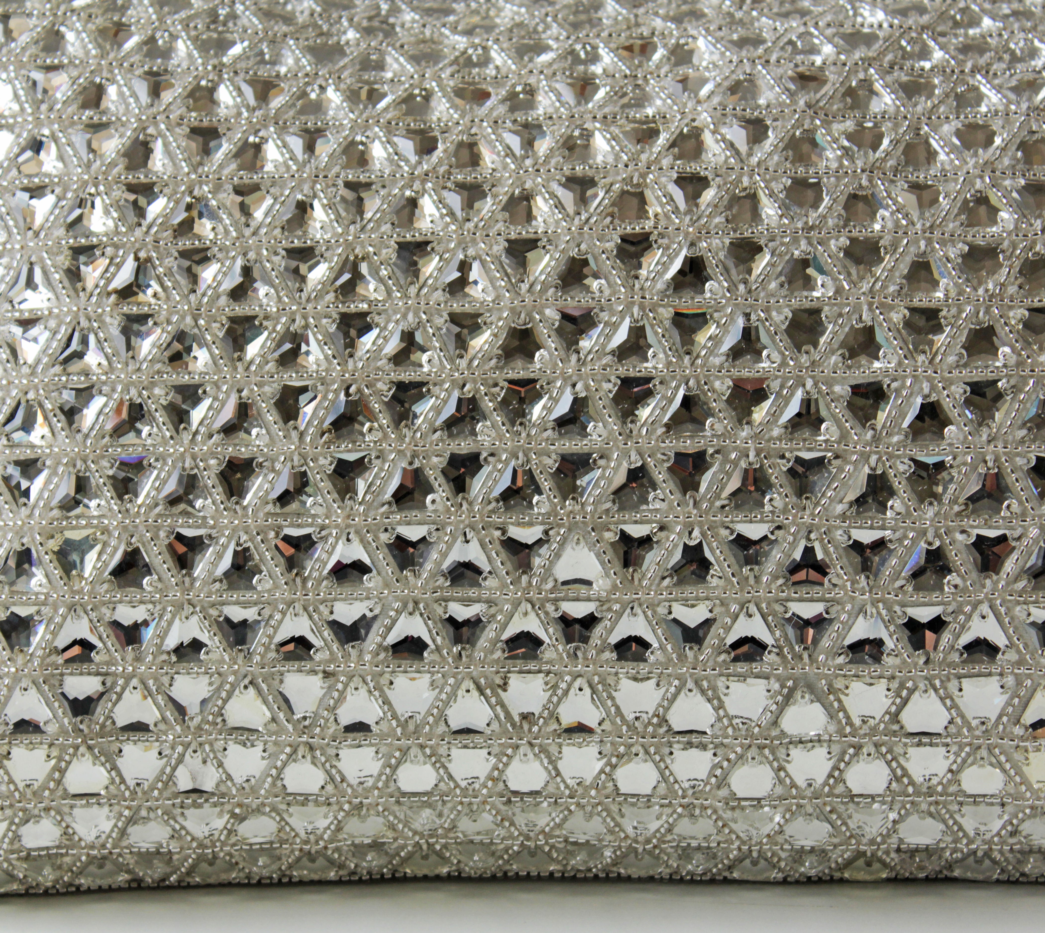 SOFIA White and Silver Rhinestone Cushion Cover