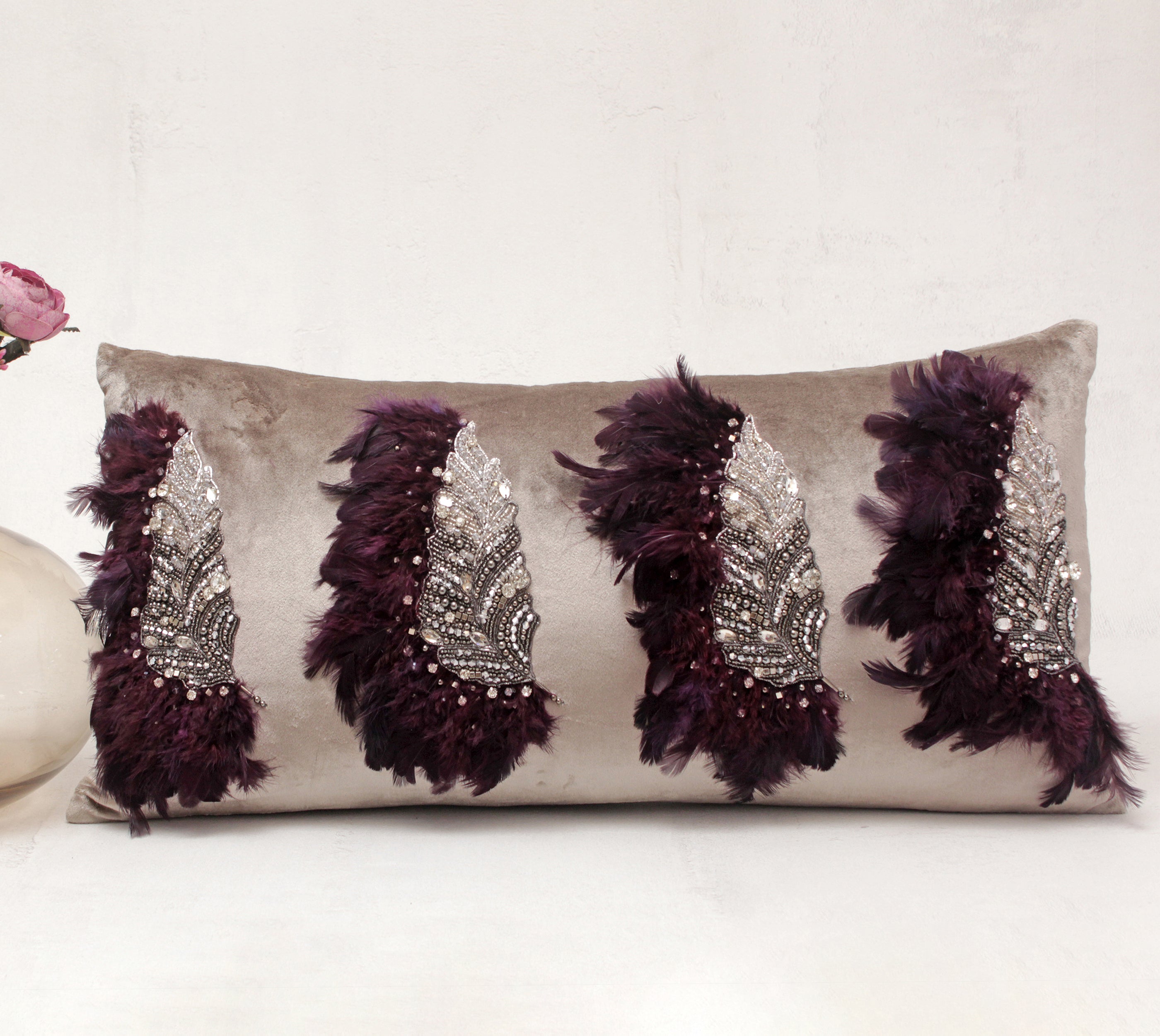 XENIA Taupe Velvet Cushion Cover