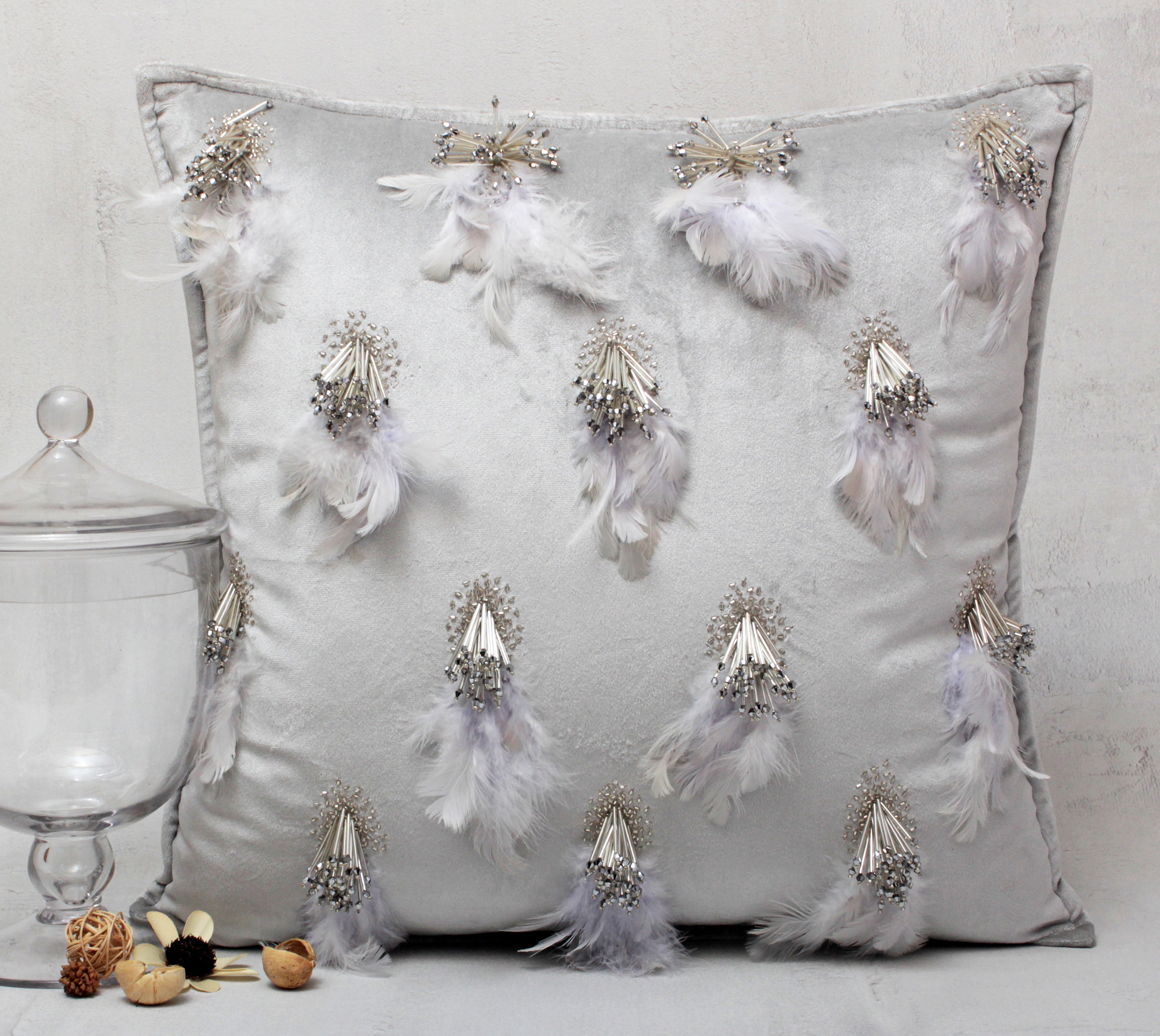 XENIA Grey Silver  Cushion Cover