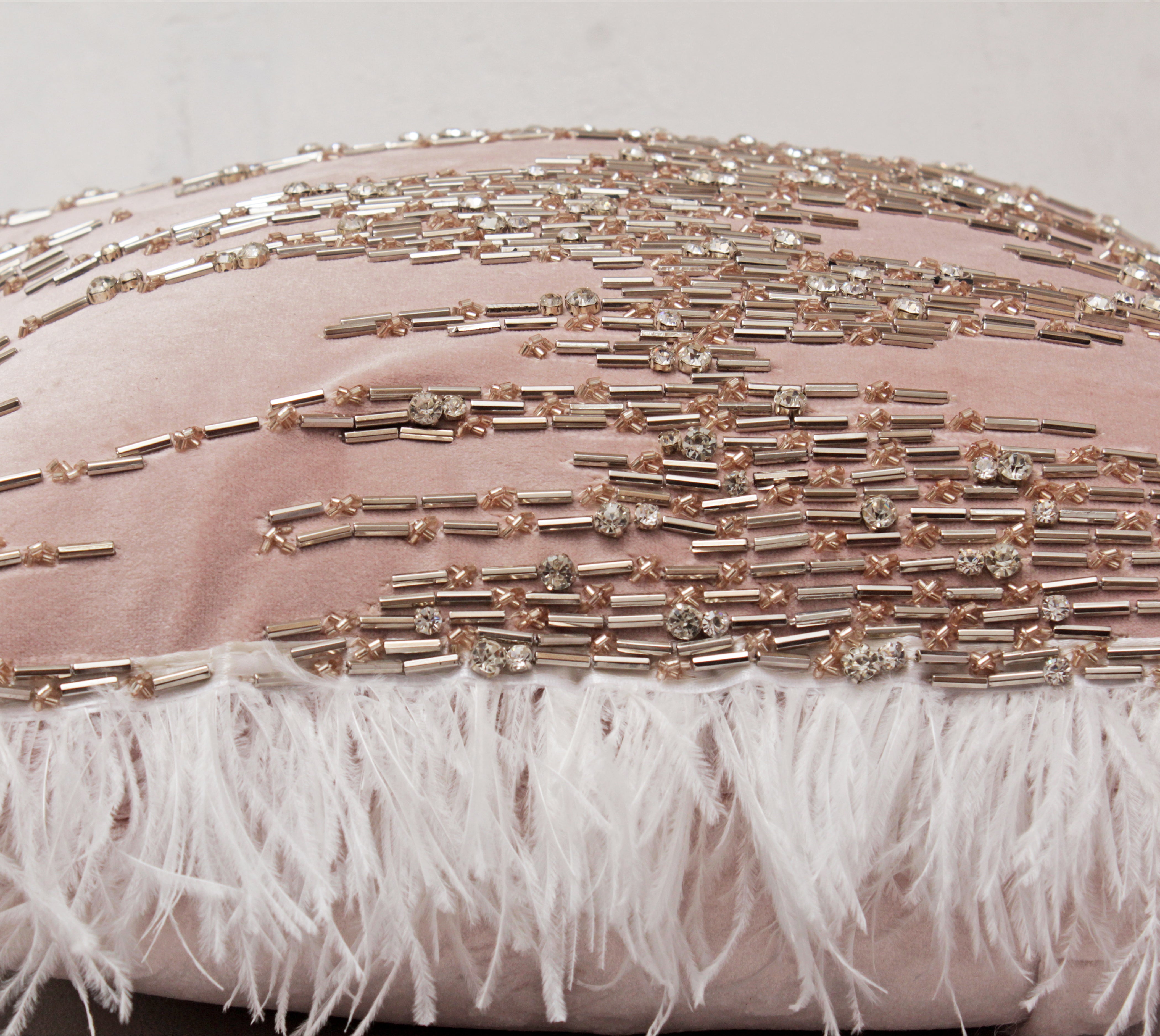 XENIA Pink Silver and White Feather Cushion Cover