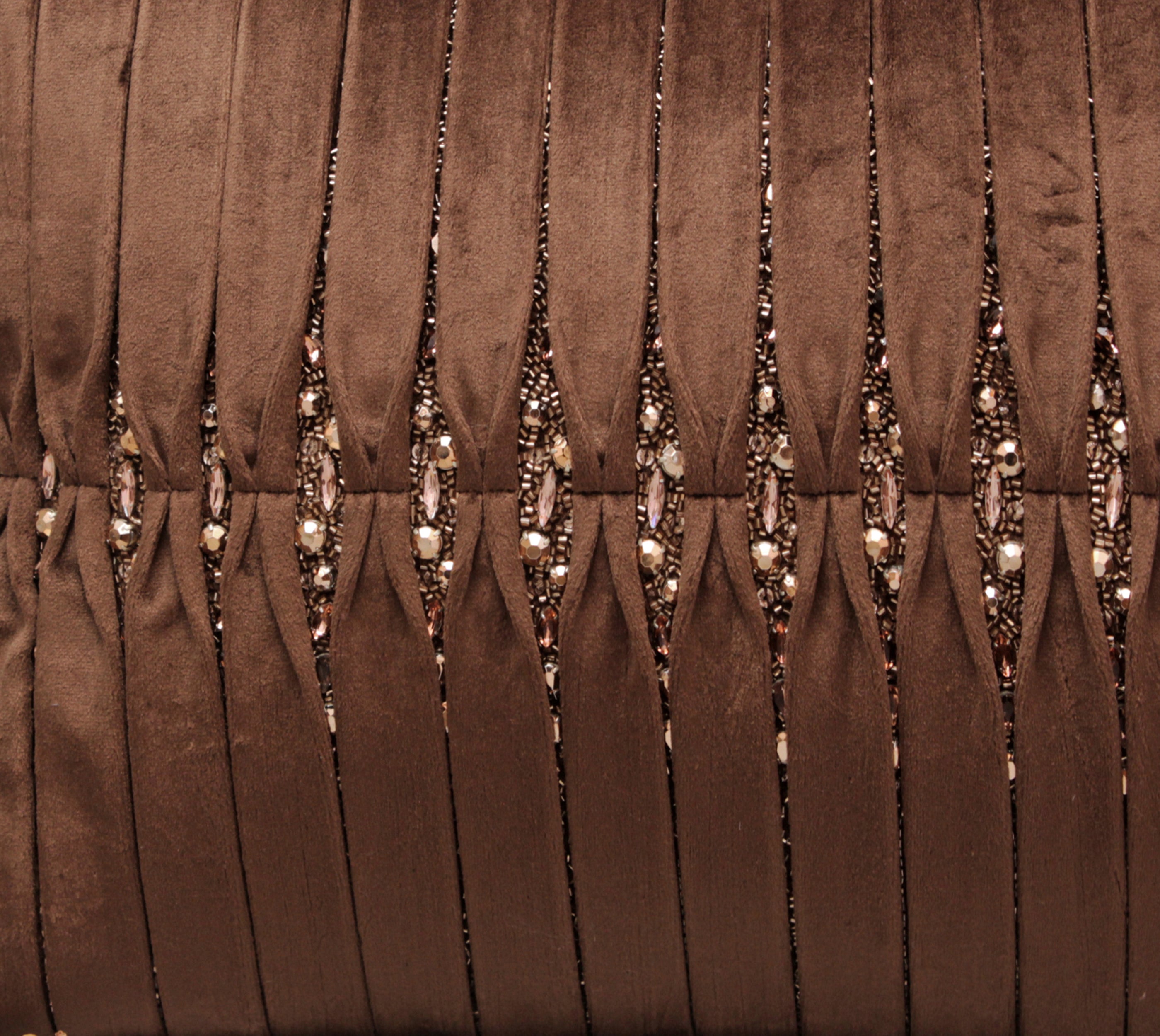MIA Brown Velvet Pleated Cushion Cover