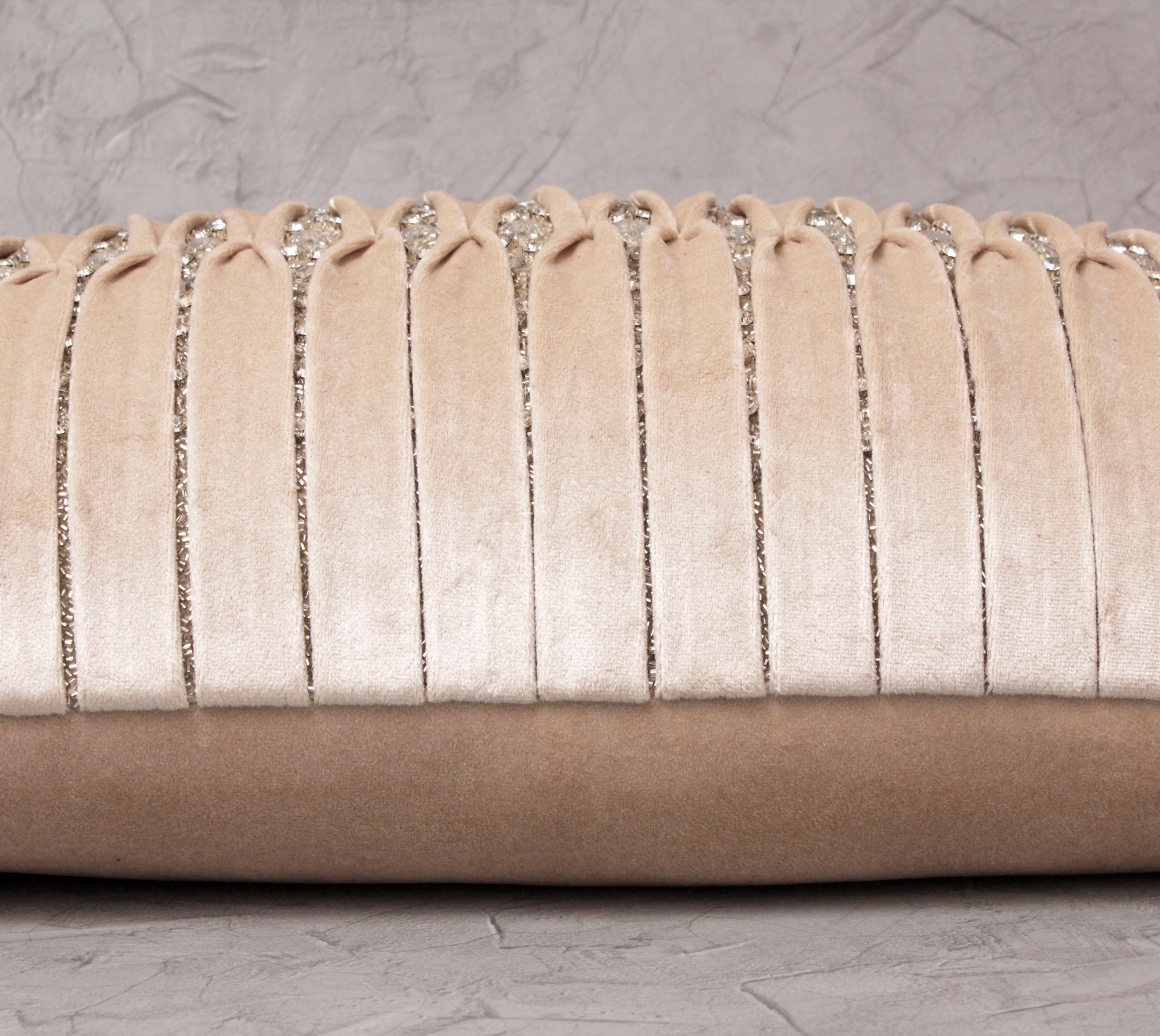 MIA Ecru Velvet Pleated Cushion Cover