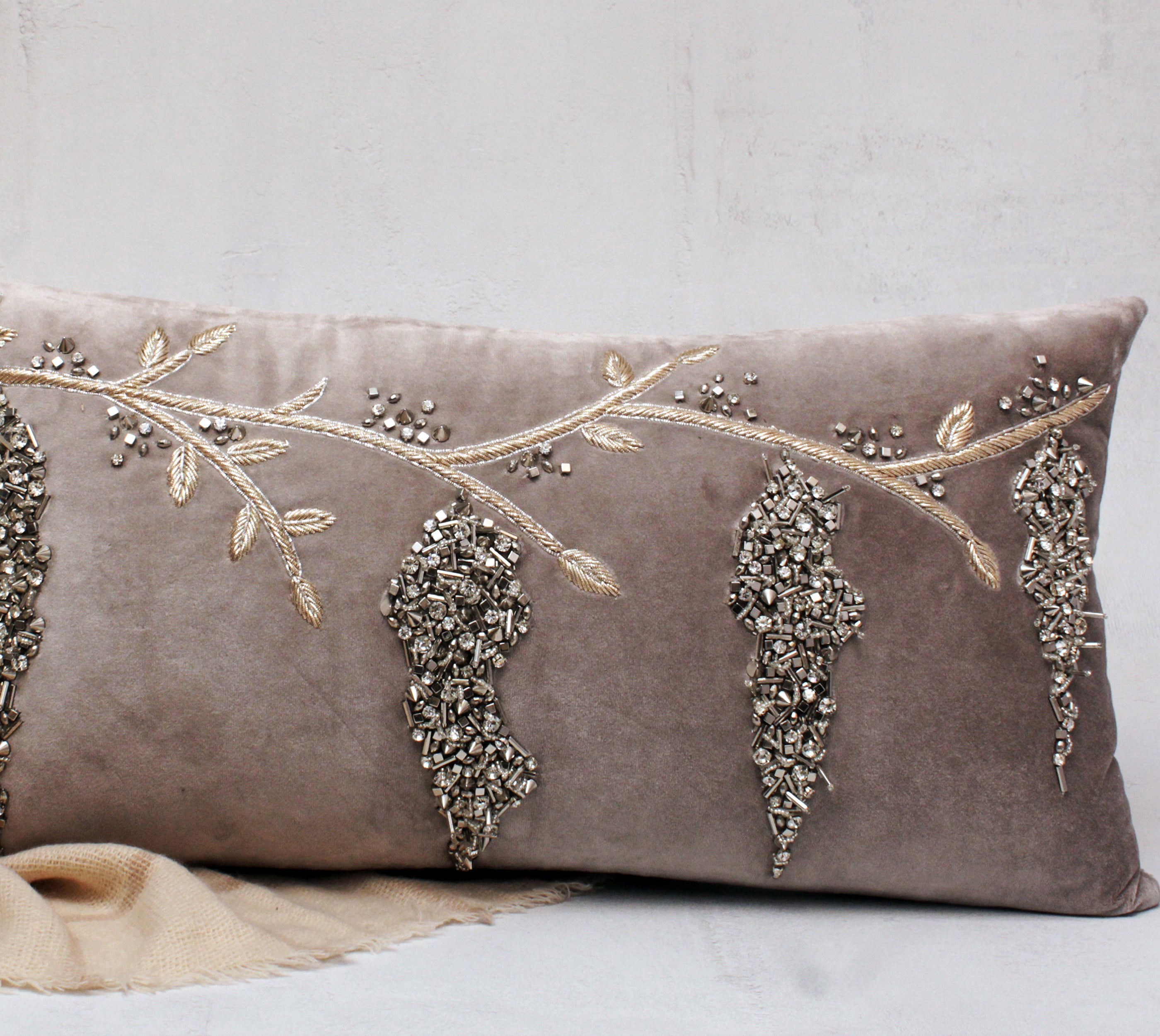 XENIA Grey Silver and Gold  Cushion Cover