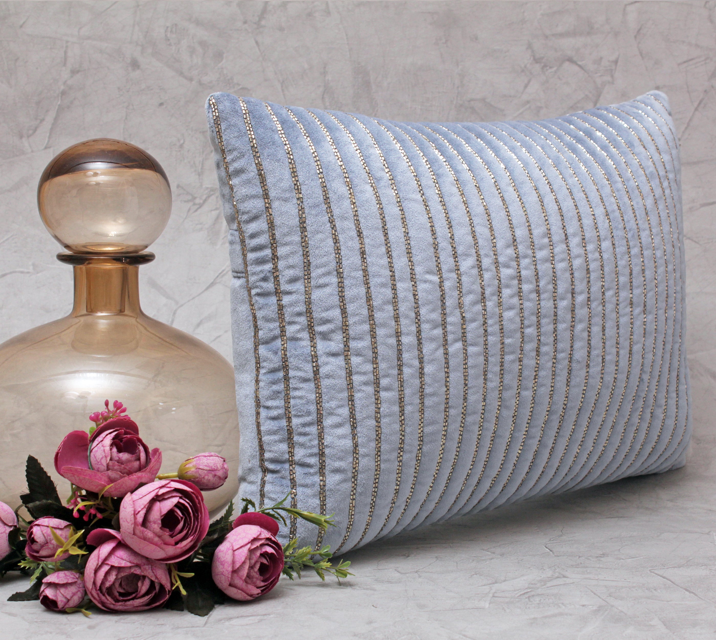 SAMARA Blue  Qulited Cushion Cover