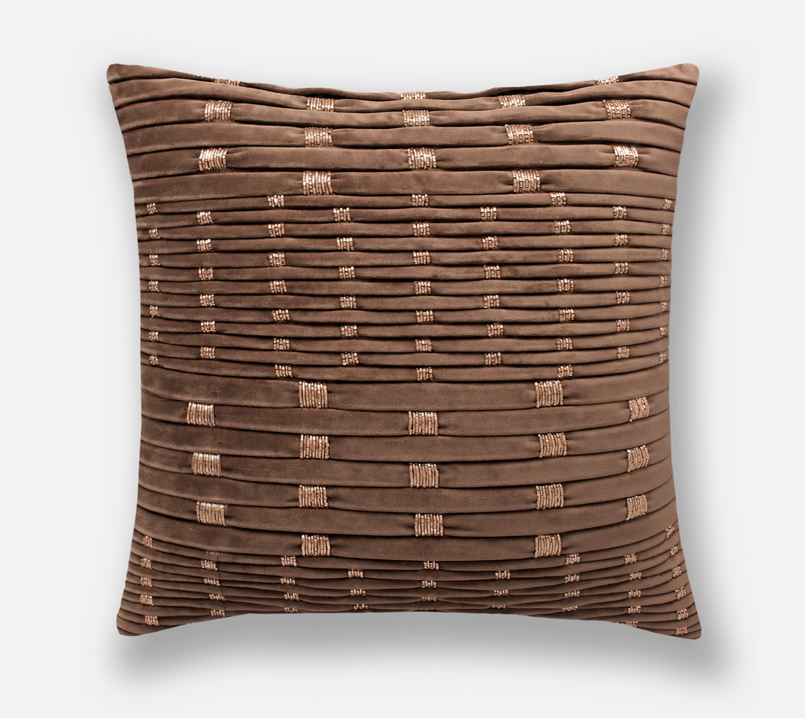 NOVA Brown Velvet Pleated Cushion Cover