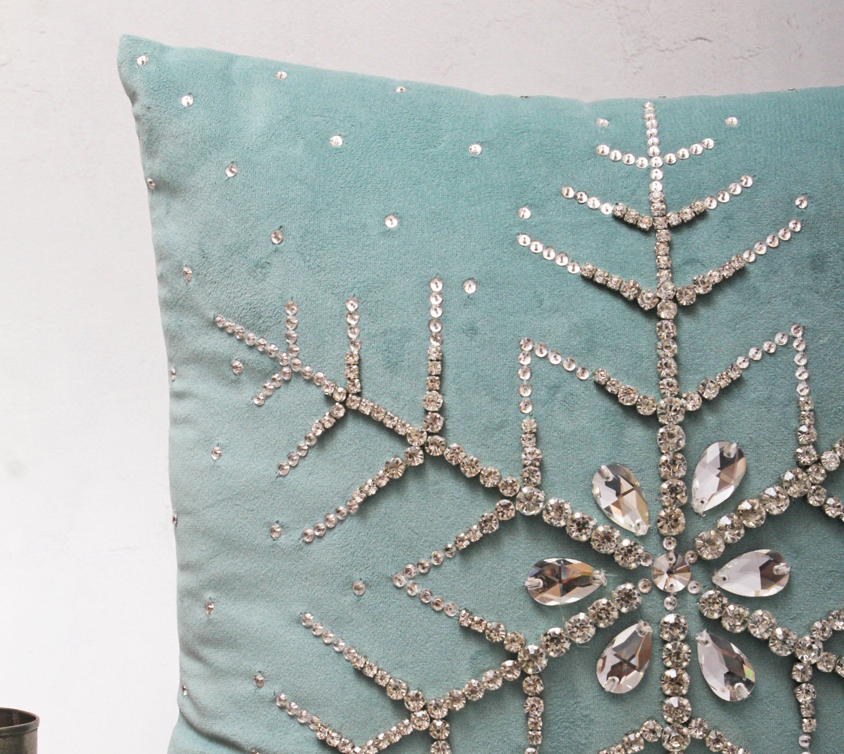Light teal Snowflake Cushion Cover