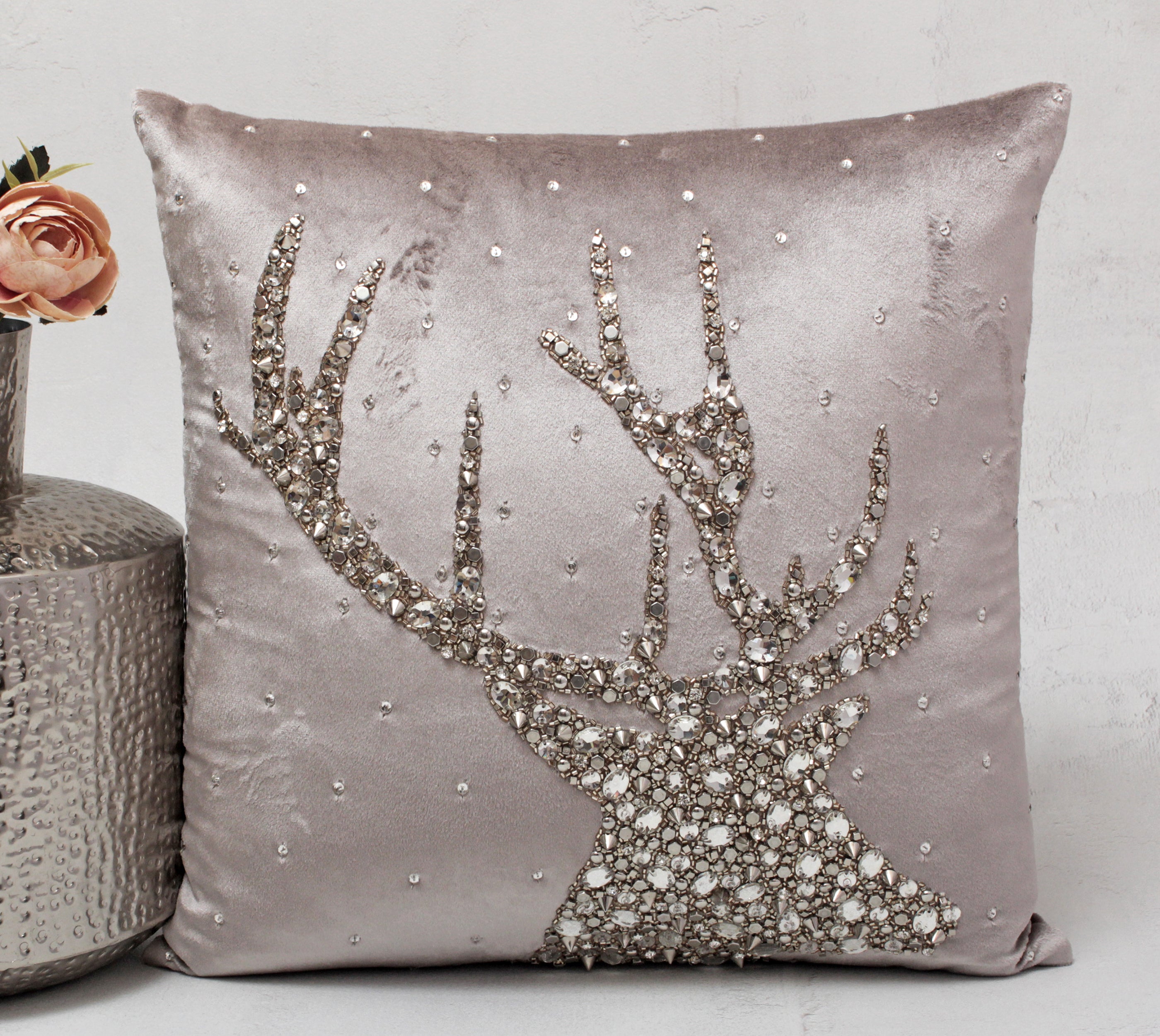 Silver Grey Deer Cushion Cover