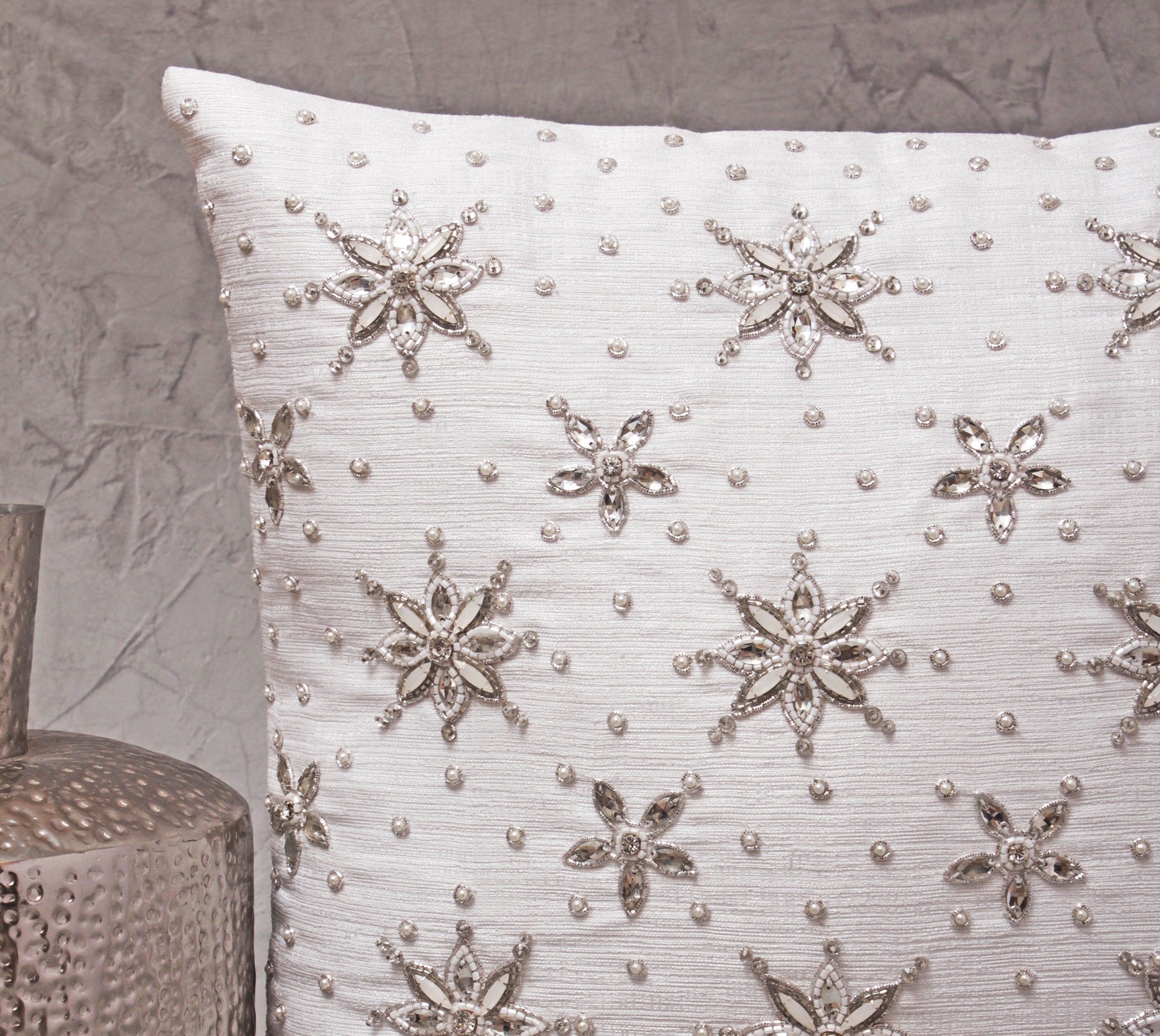 White and Silver Cushion Cover