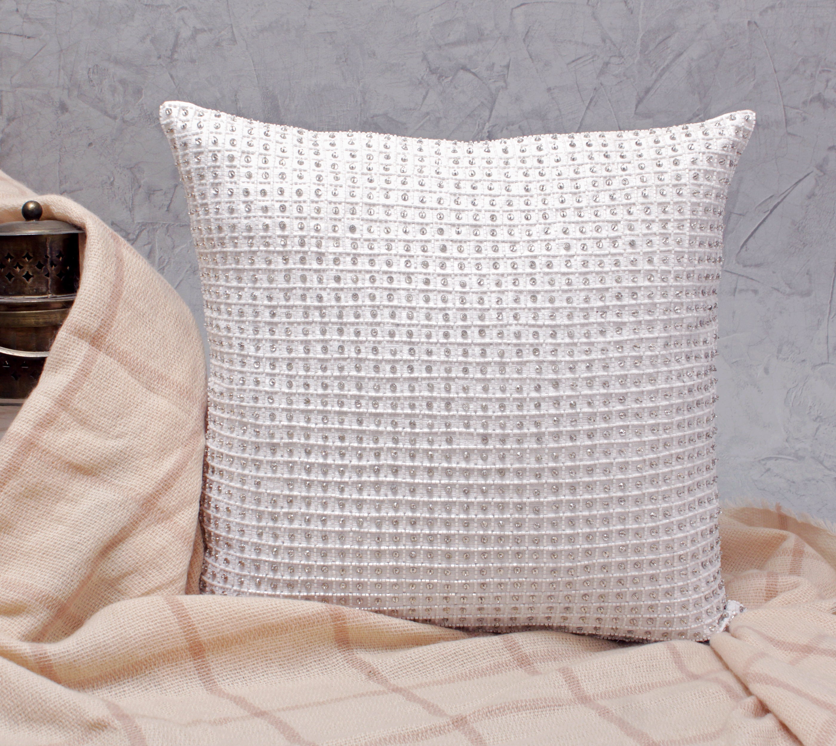 LILIANE White and Silver Bling Cushion Cover