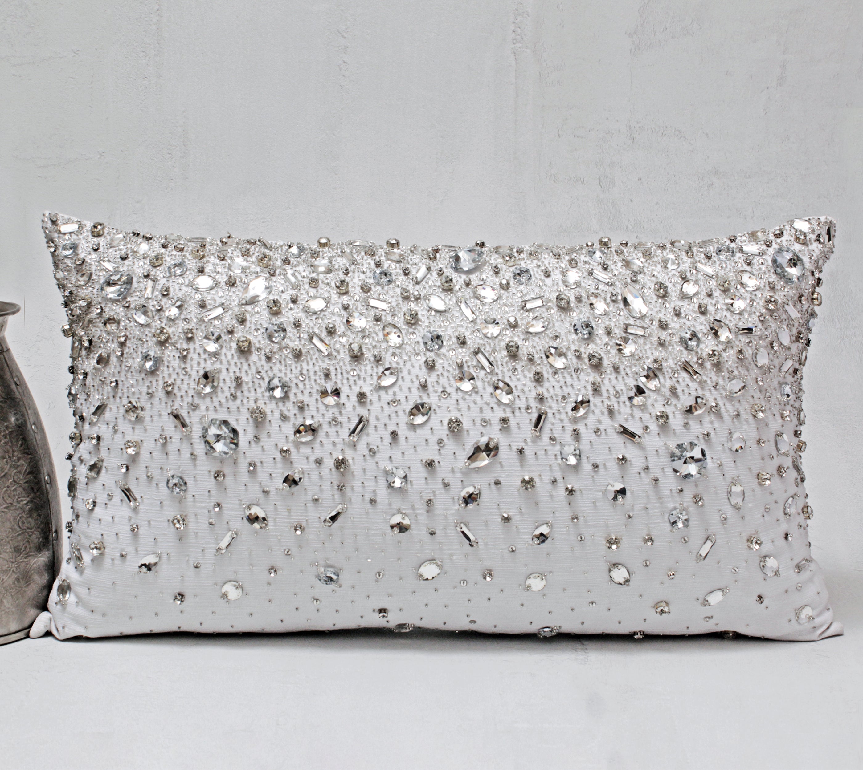 FORTUNE White and Silver Bling Cushion Cover