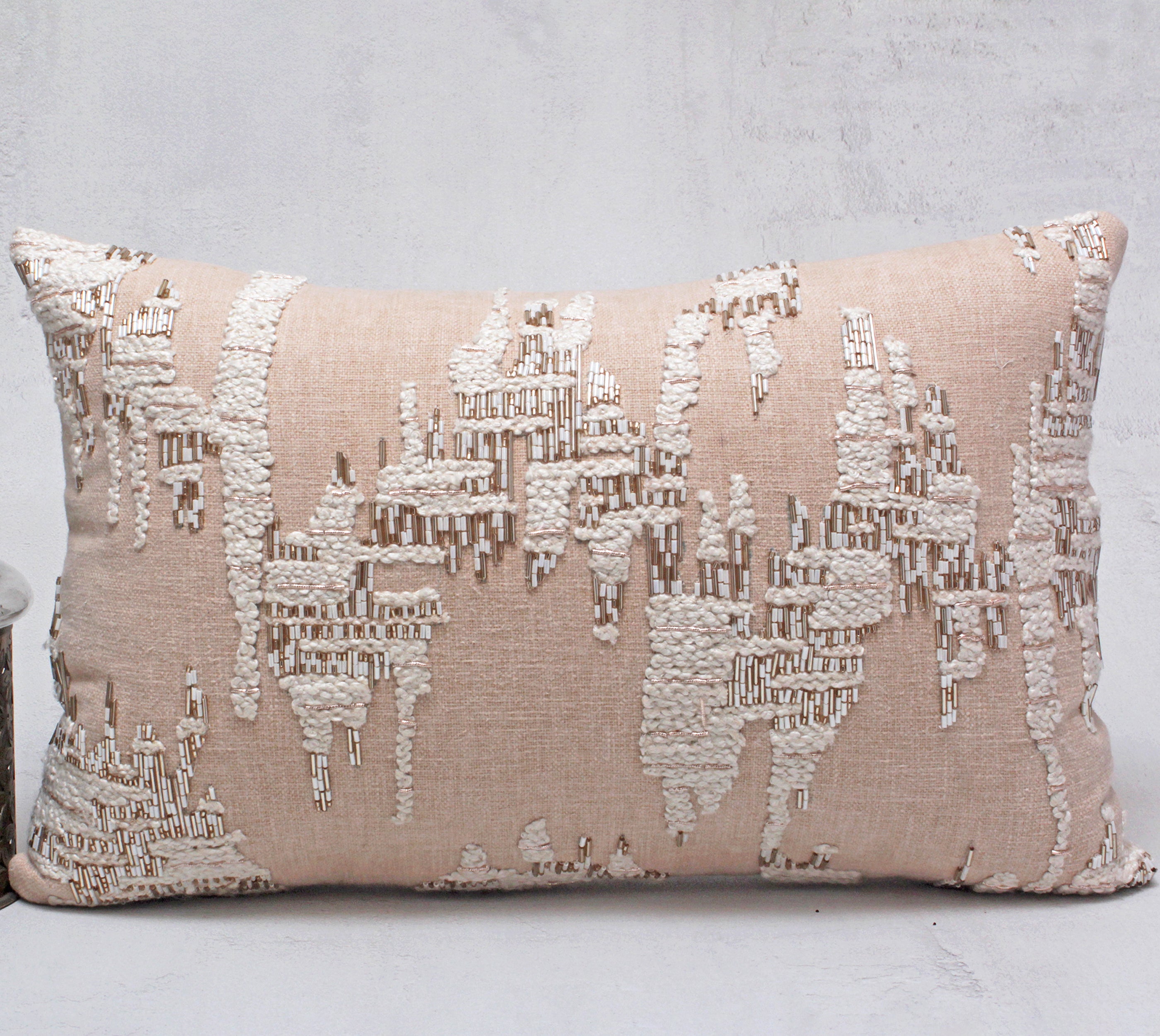 XENIA Peach Offwhite and Rosegold  Cushion Cover