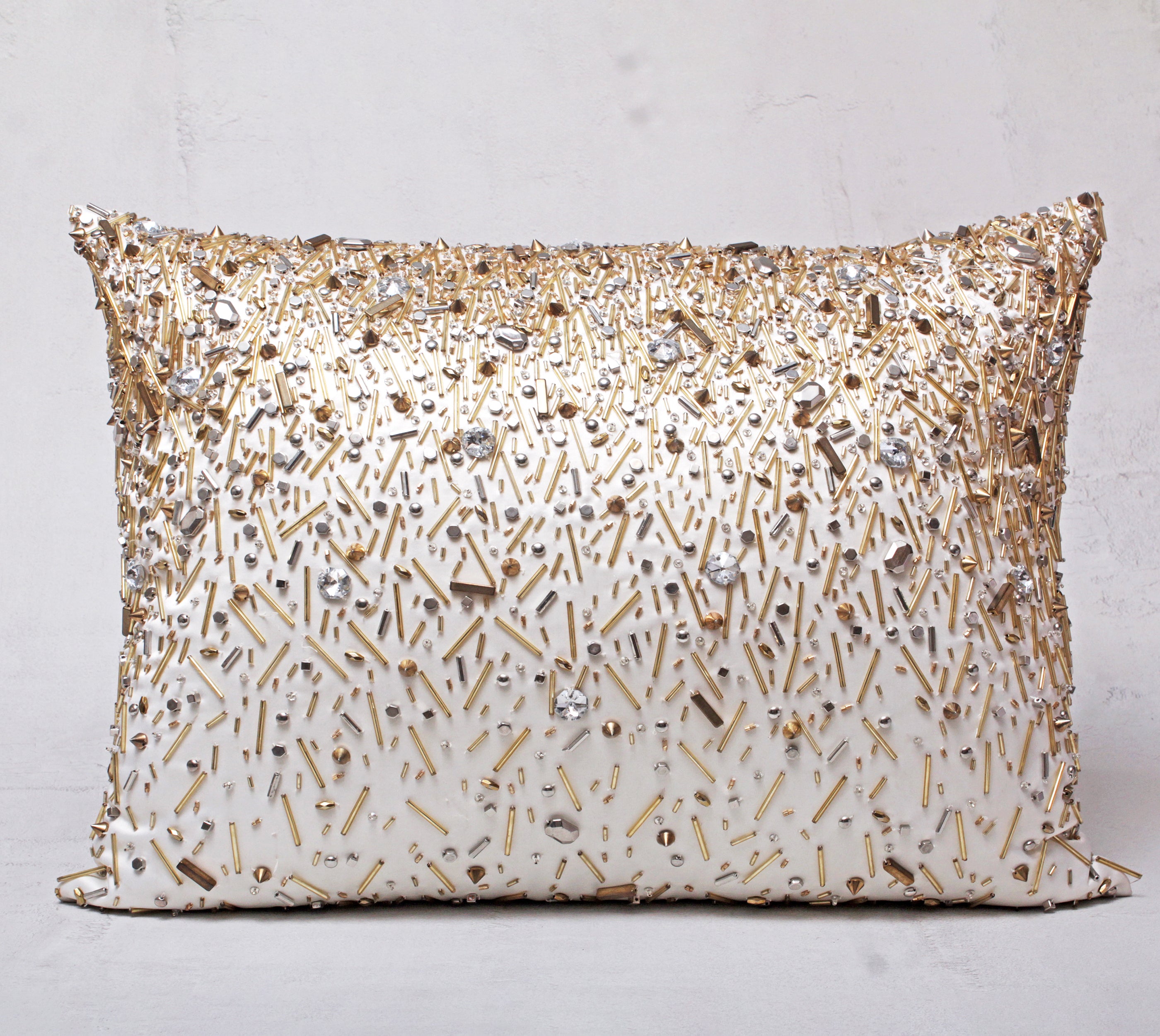 White Gold and Silver Cushion Cover