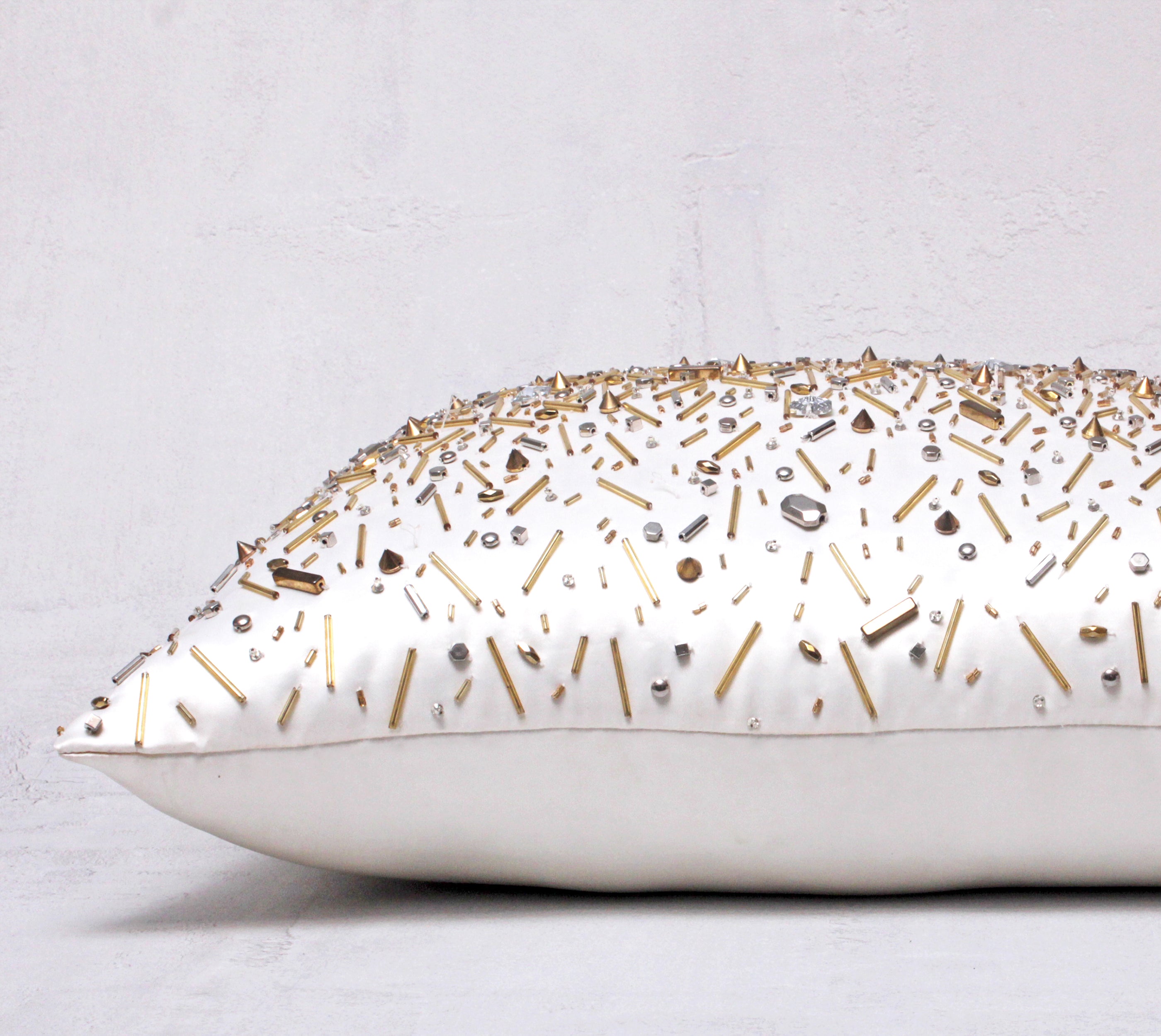 White Gold and Silver Cushion Cover