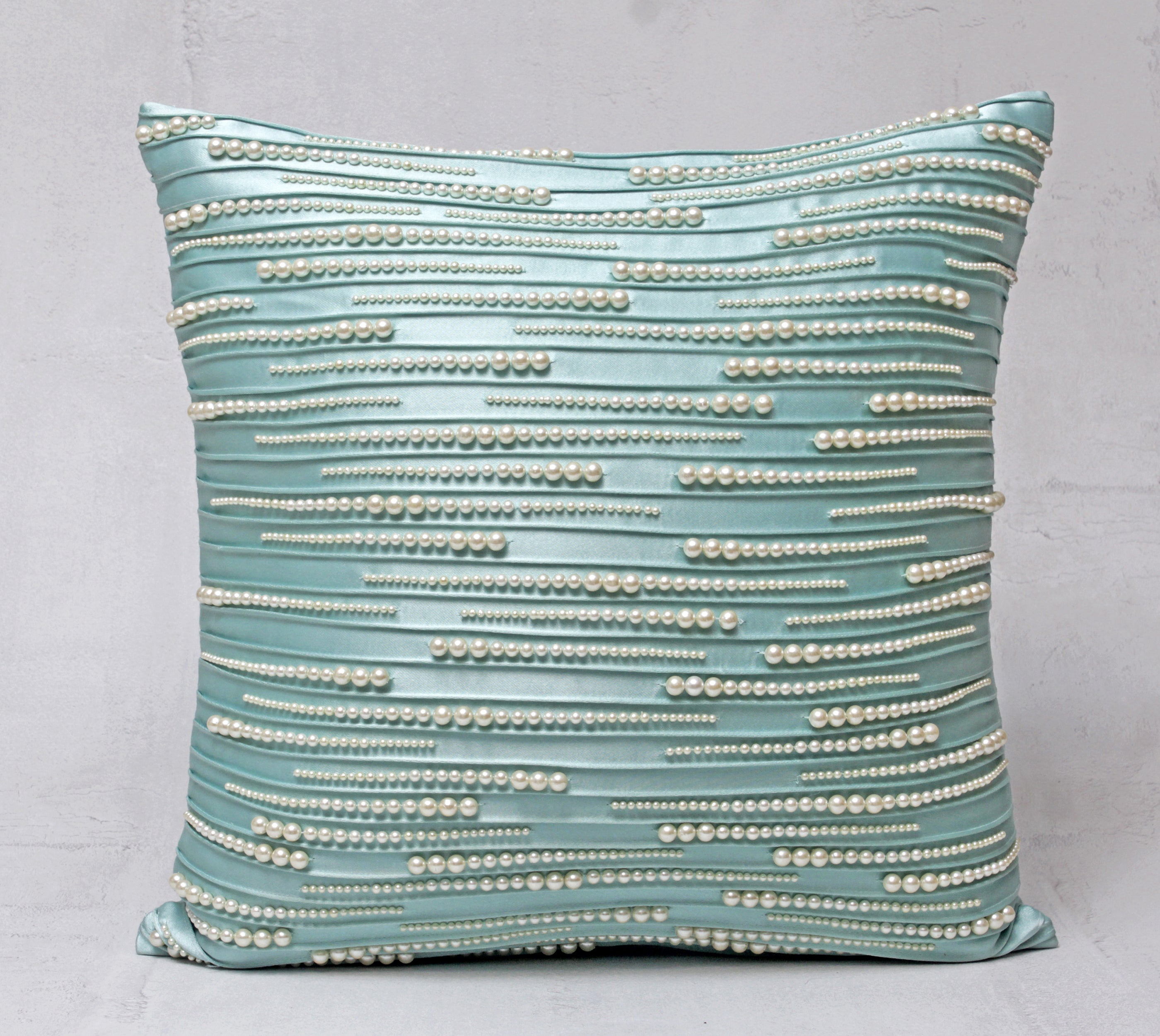 Light Blue and White Pearl Cushion Cover