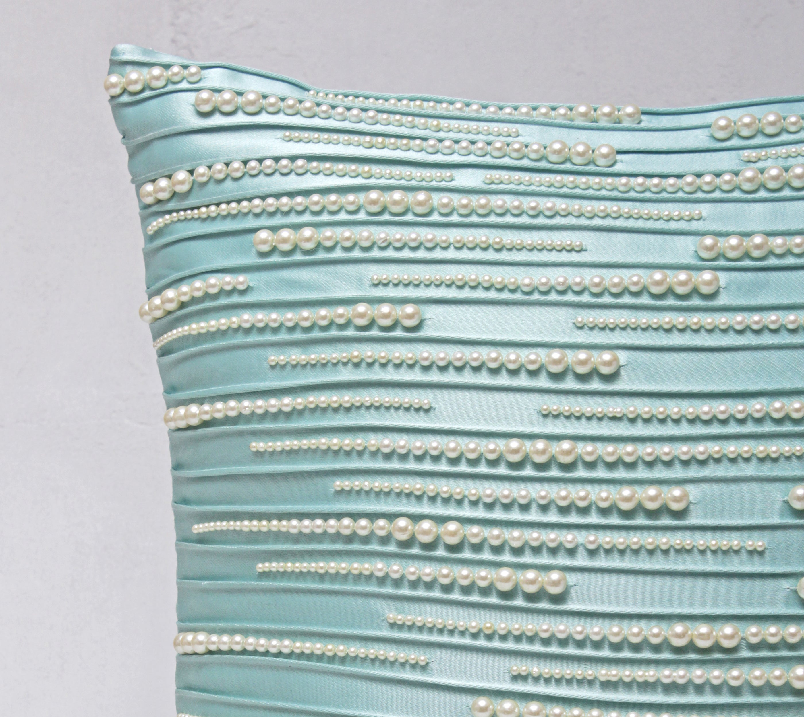 Light Blue and White Pearl Cushion Cover
