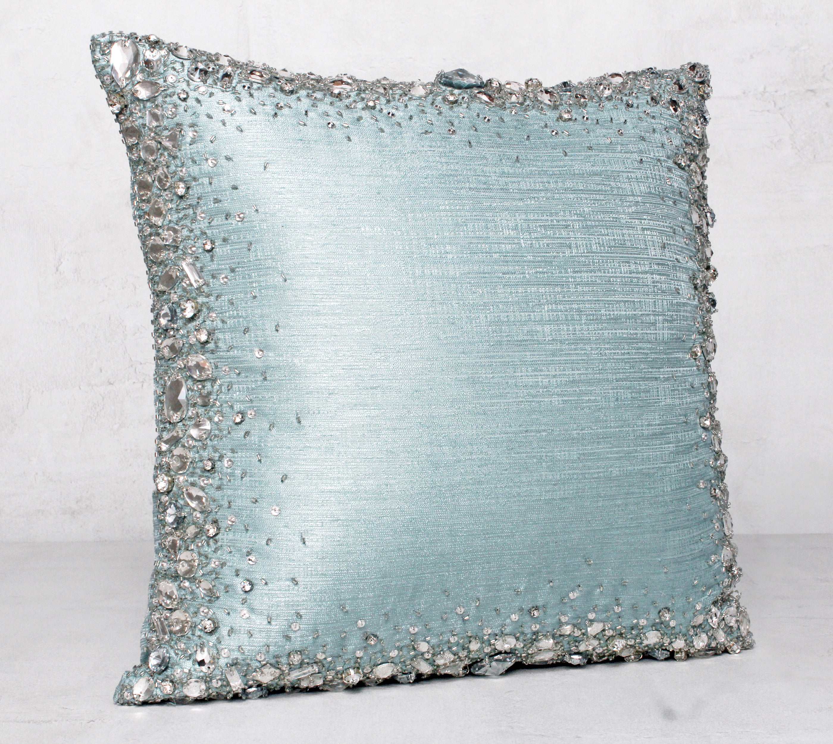 LUMIERE Light Teal Bling Cushion Cover