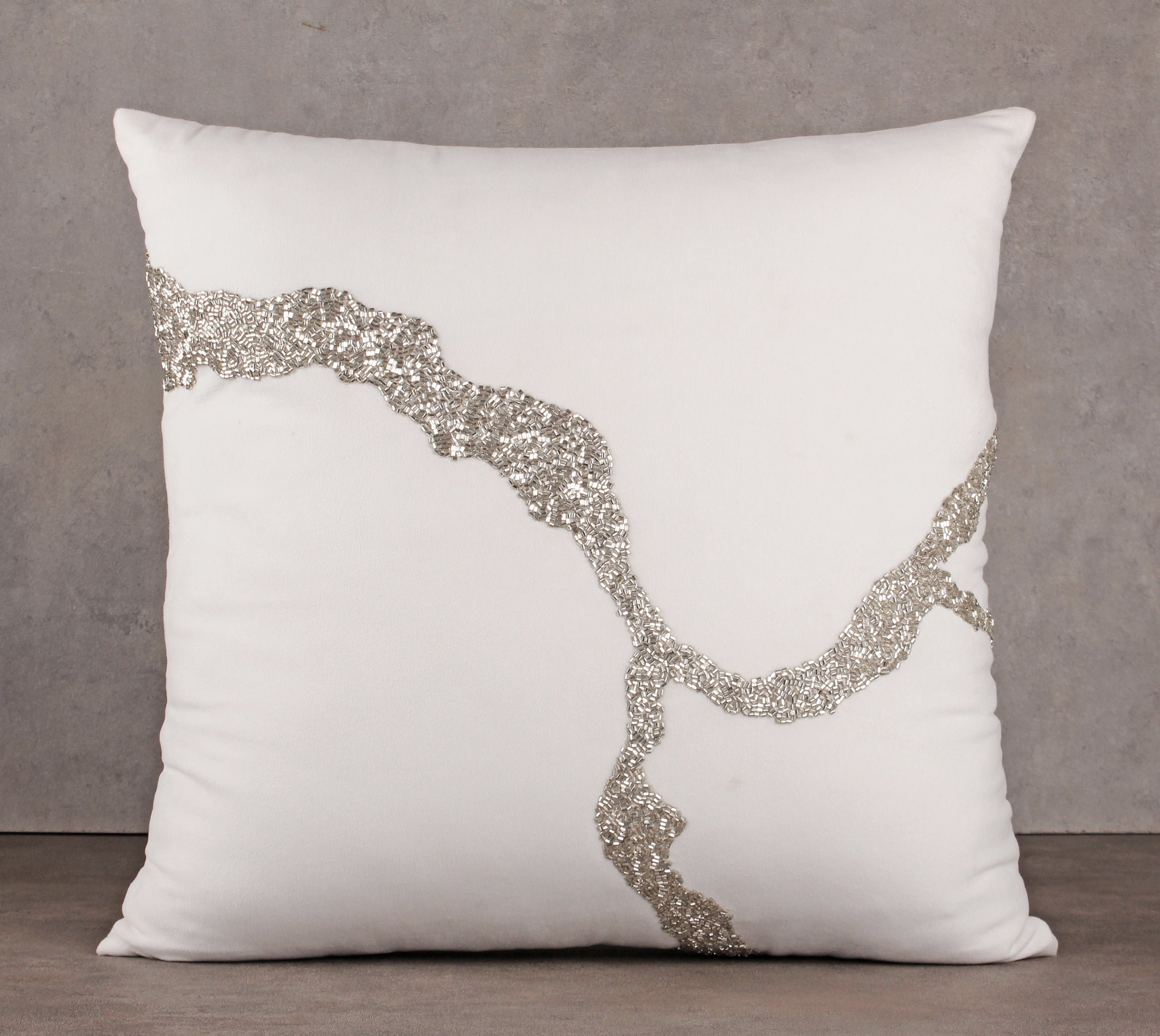 White and Silver Cushion Cover