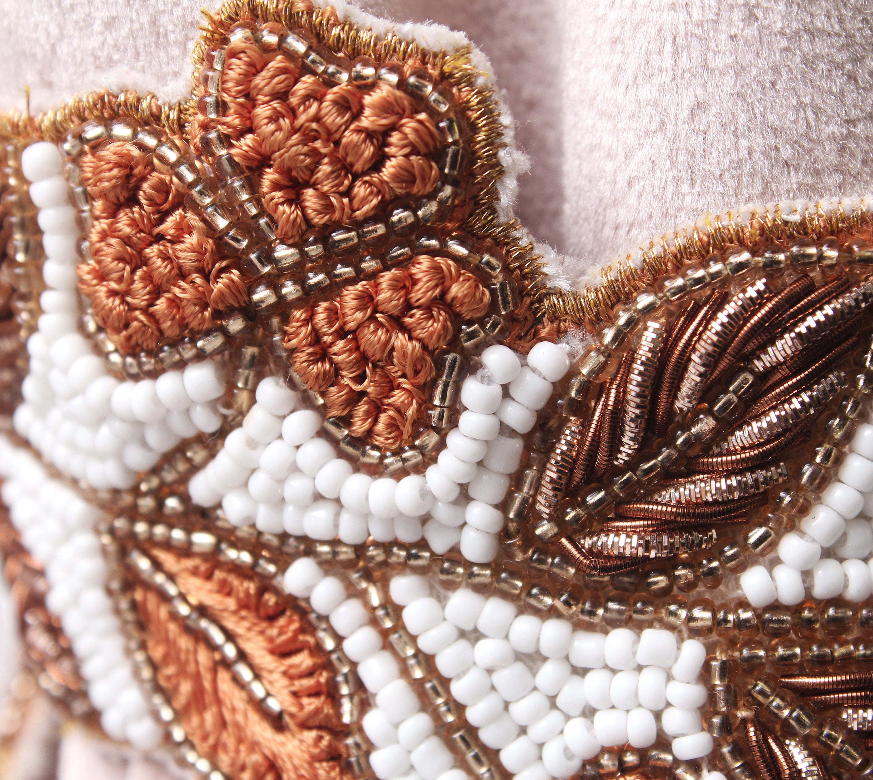 White, Rust and Rosegold Curtain Tieback