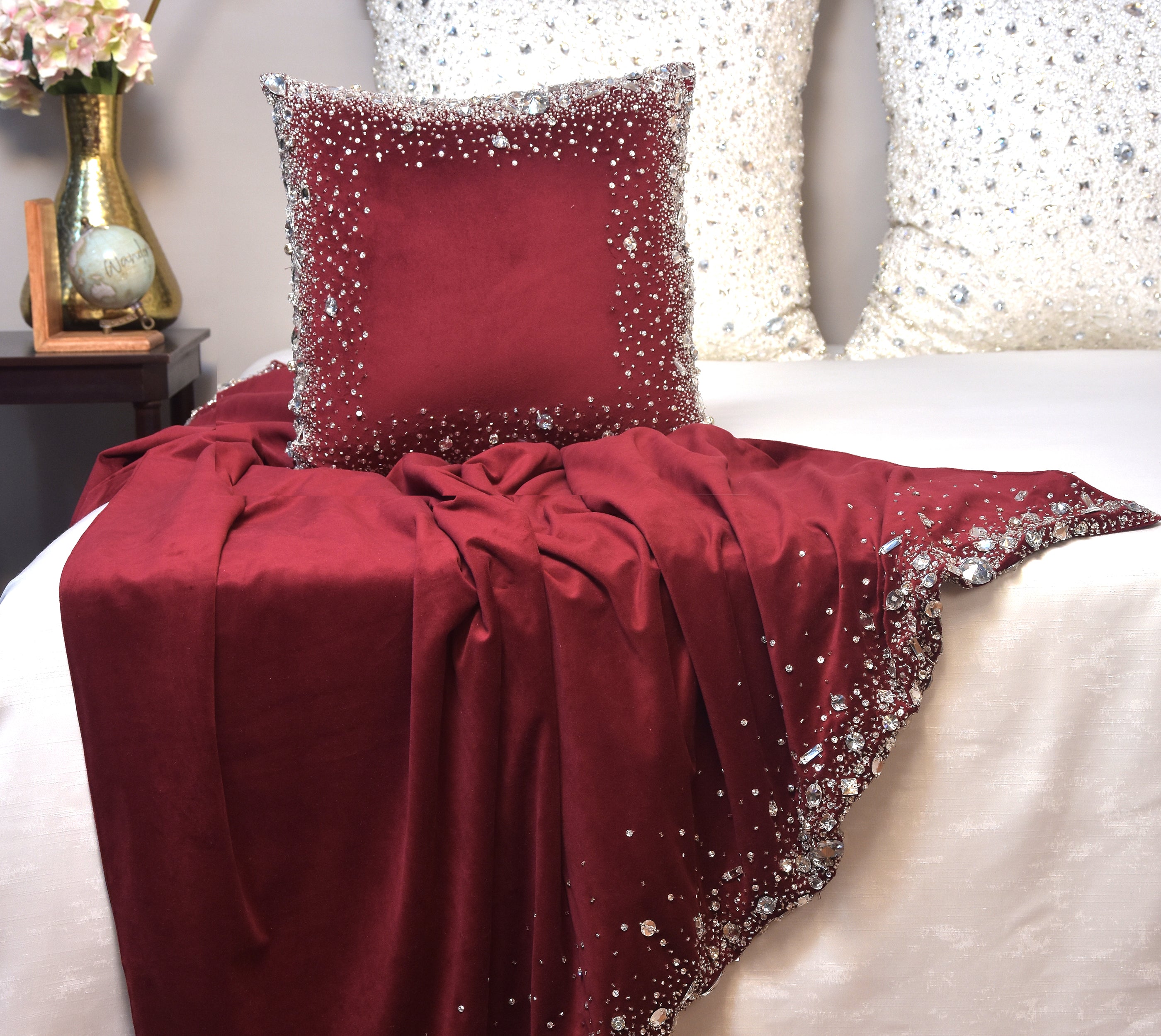 Burgundy and Silver Throw