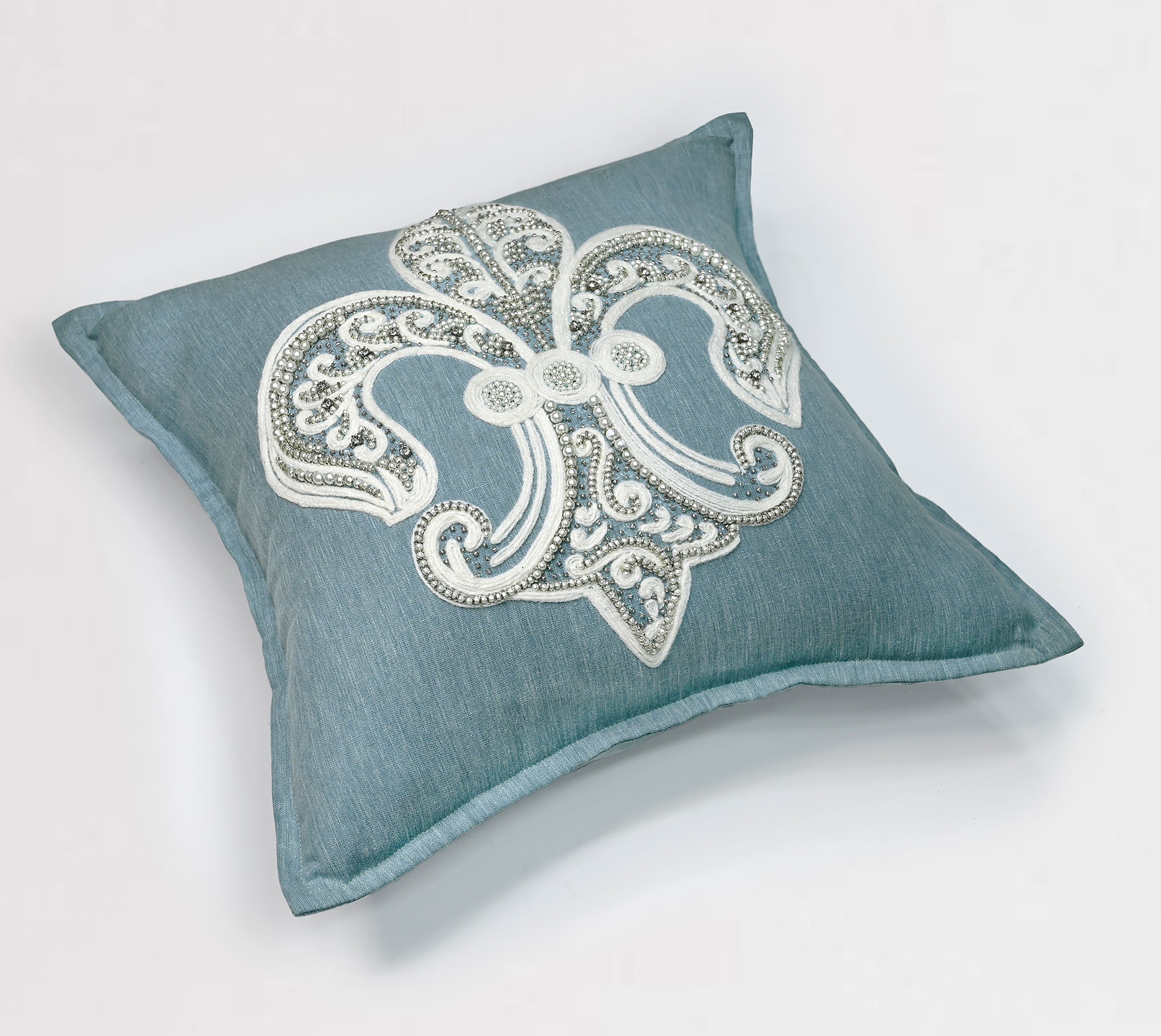 PALASH Blue Linen Cushion Cover