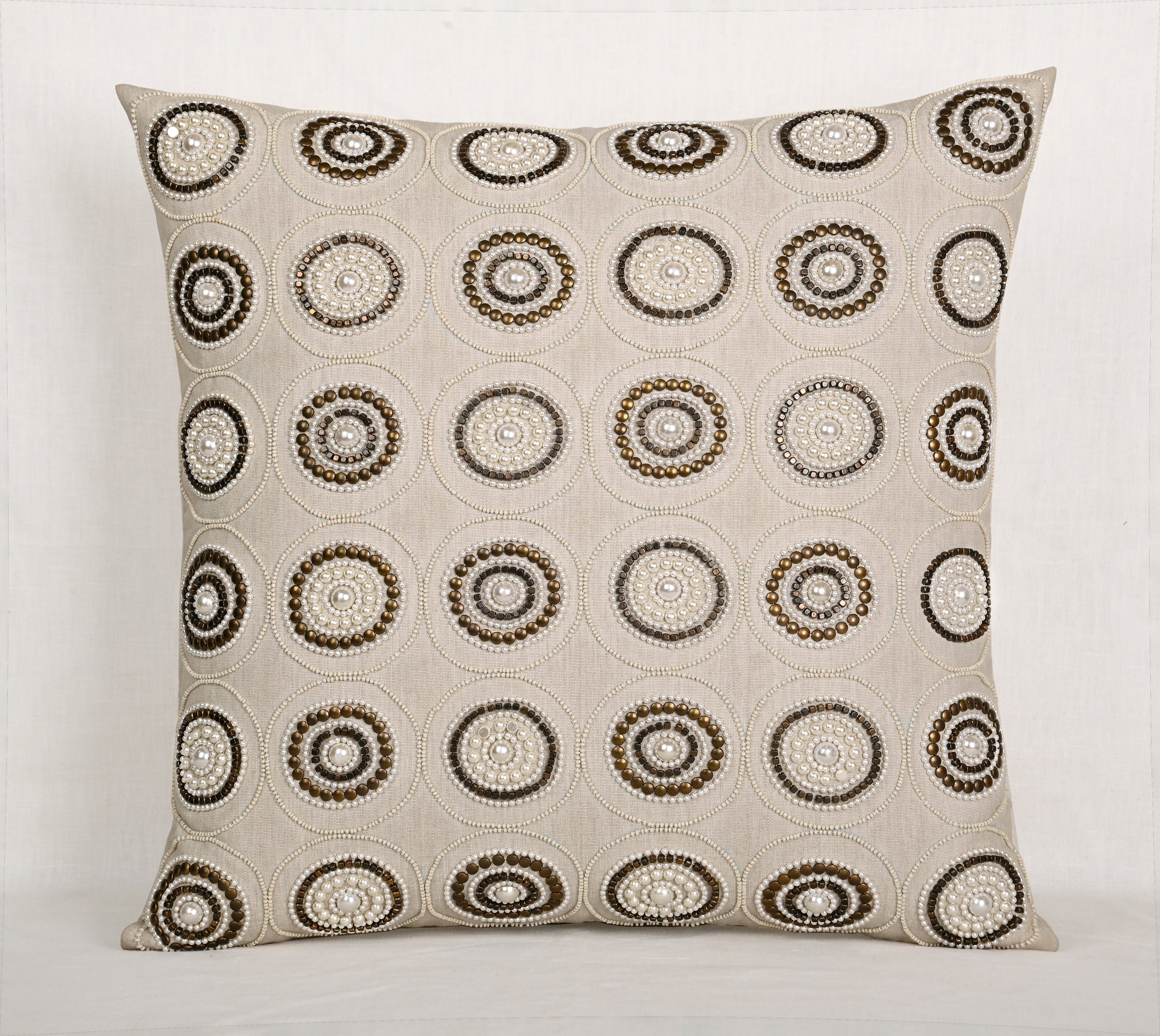 ENAMOR Beaded Cotton Cushion Cover