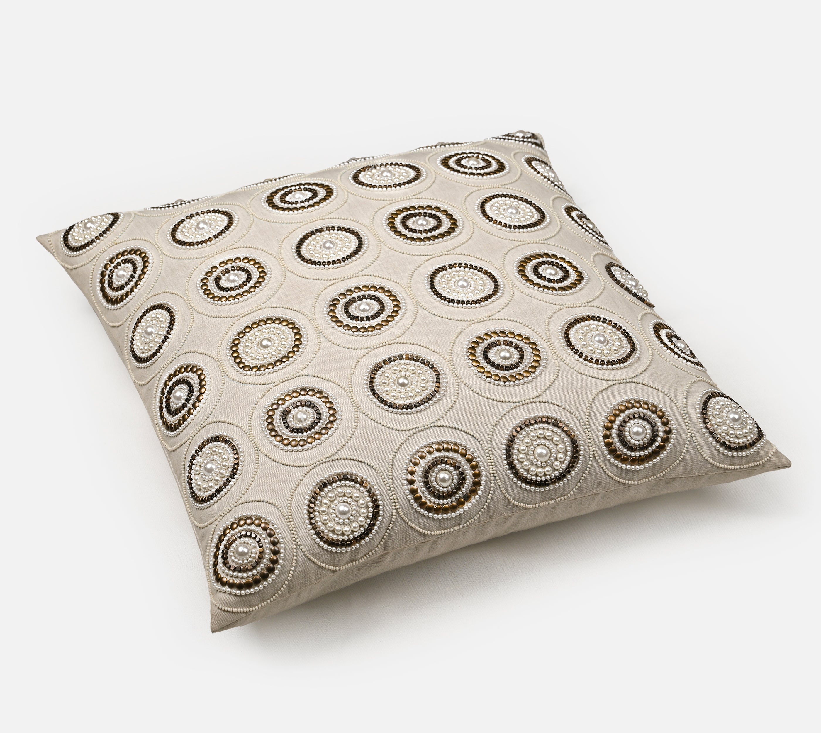 ENAMOR Beaded Cotton Cushion Cover