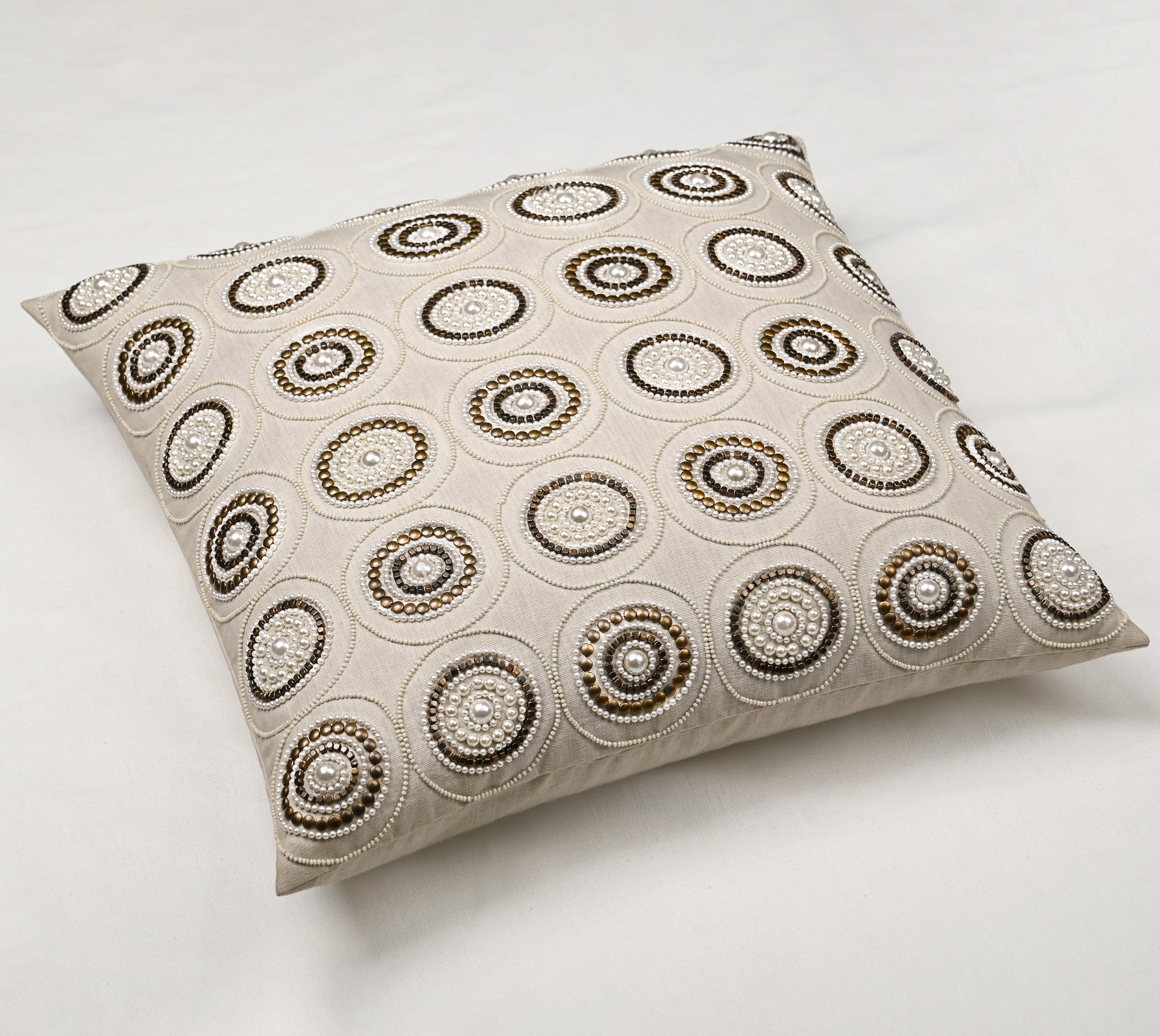 ENAMOR Beaded Cotton Cushion Cover