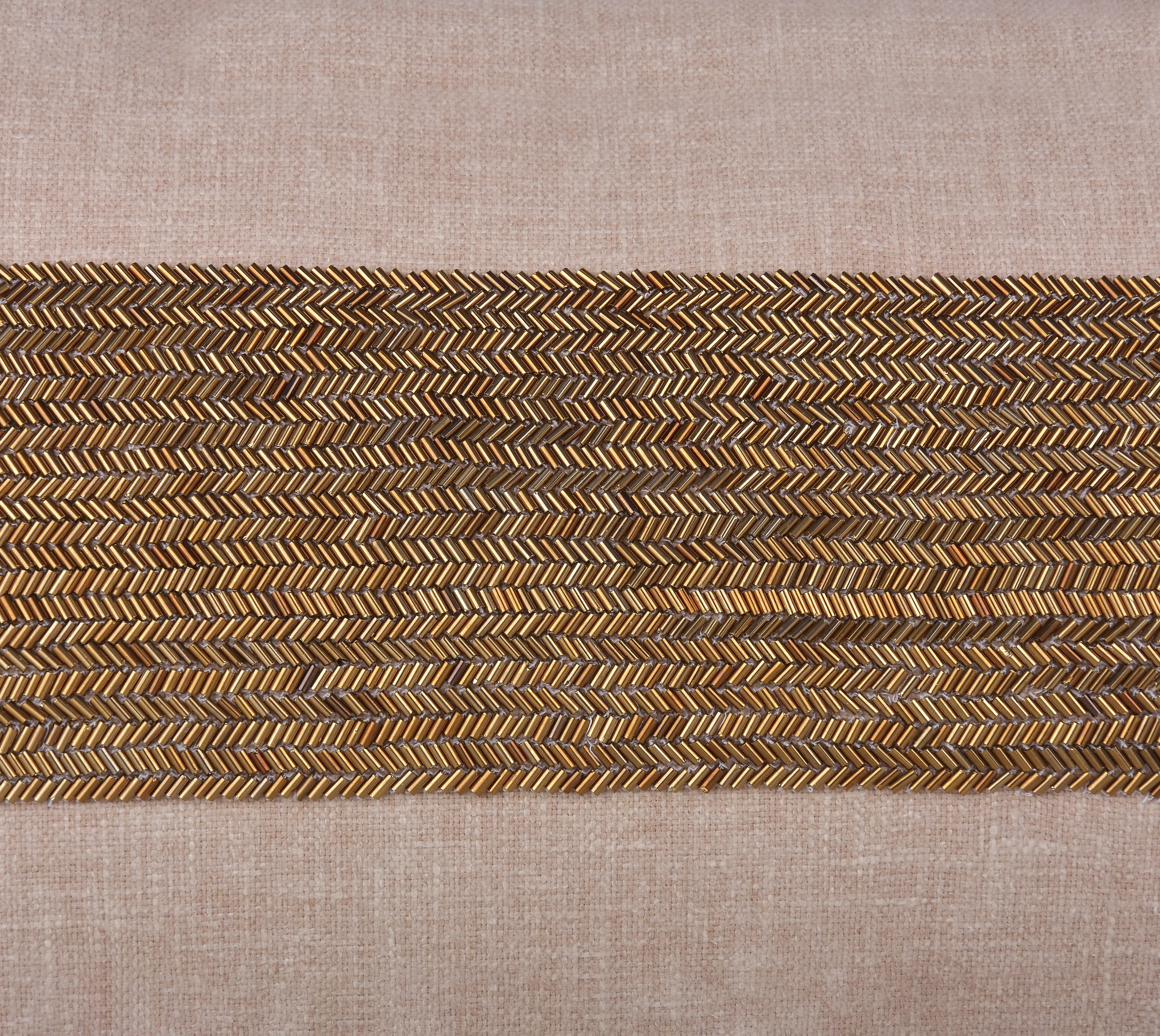 LUNA Beige Beaded Cotton Cushion Cover
