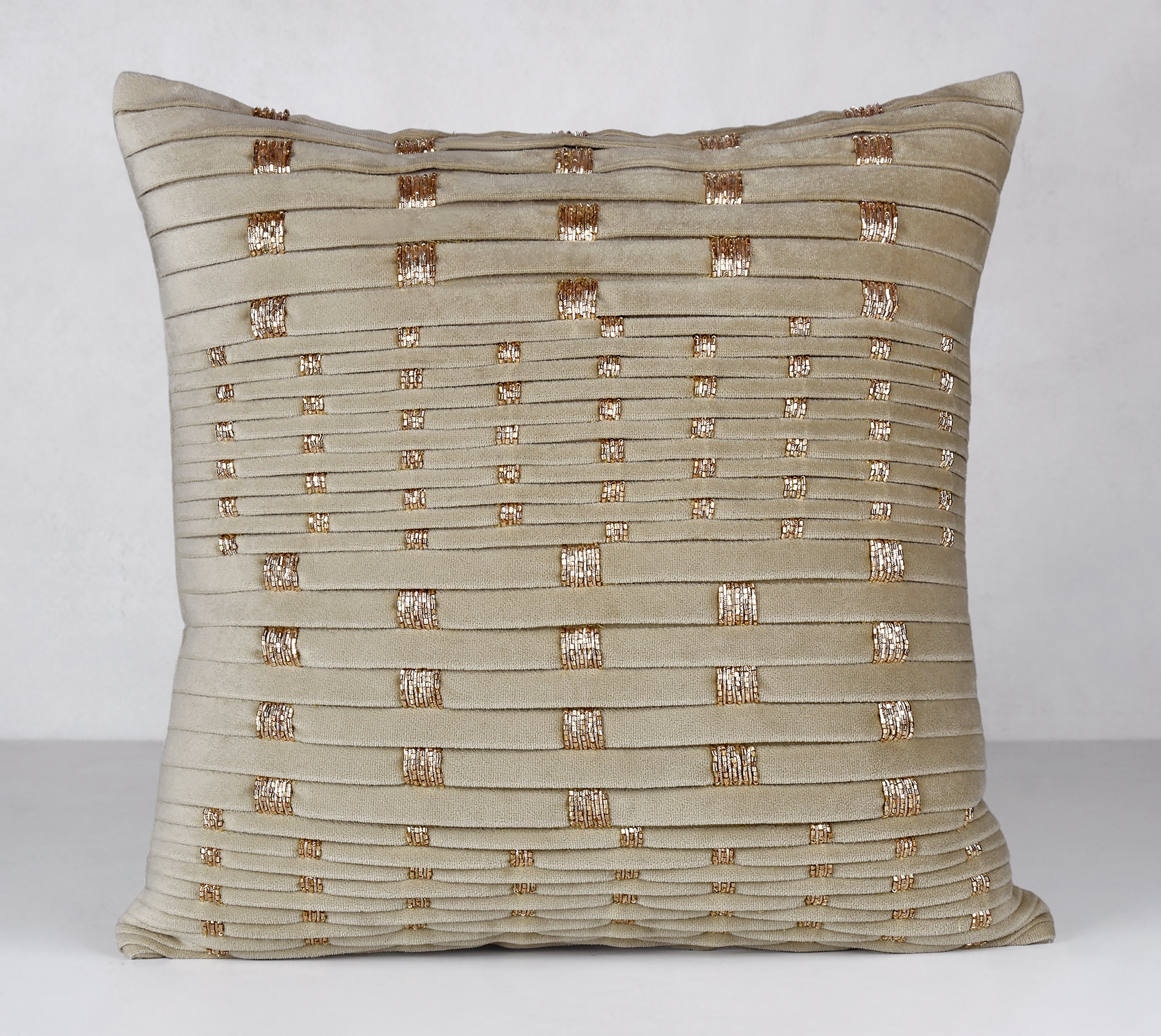 NOVA Gold Pleated Velvet Cushion Cover