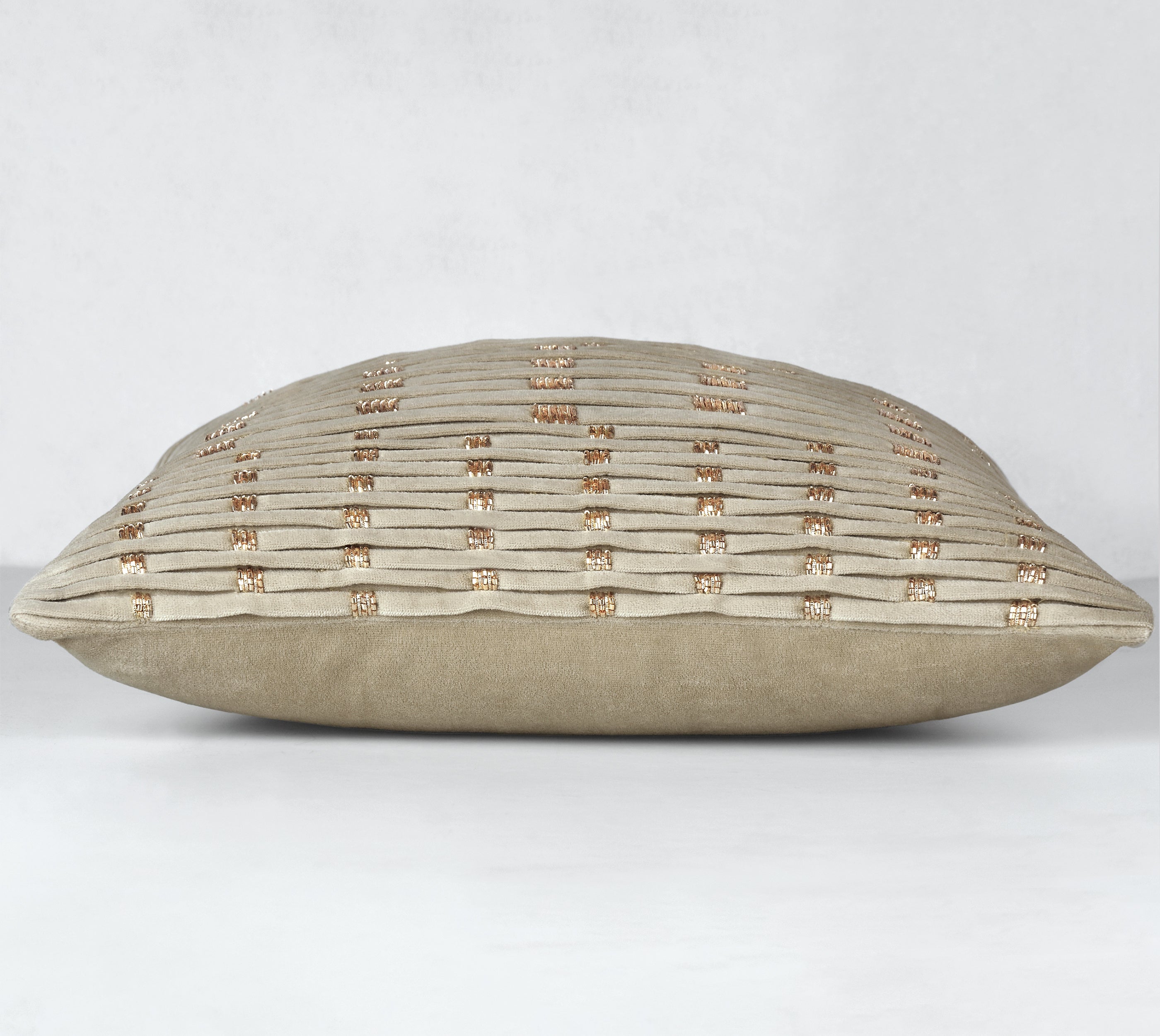 NOVA Gold Pleated Velvet Cushion Cover