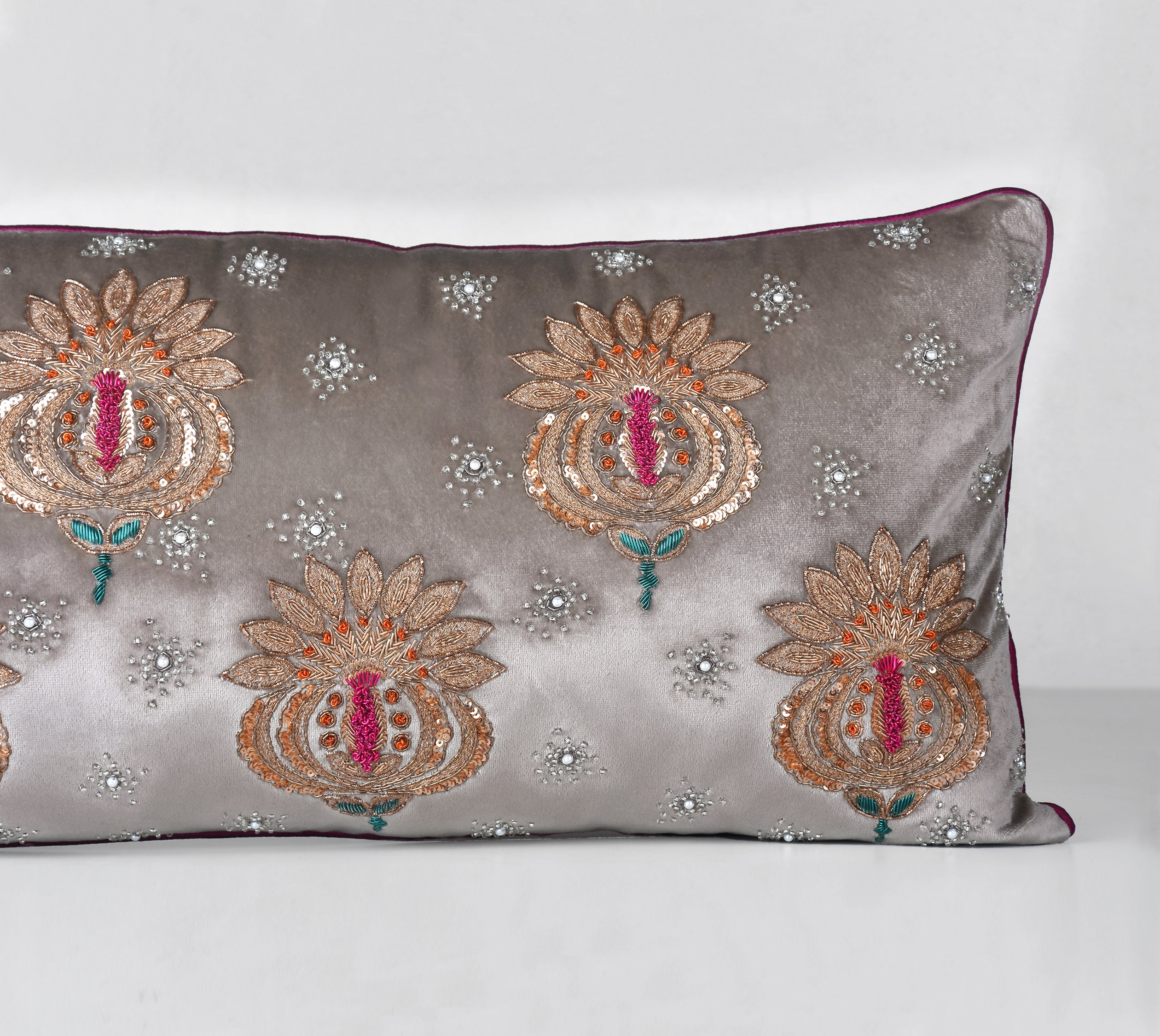 HERITAGE Grey Velvet Cushion Cover