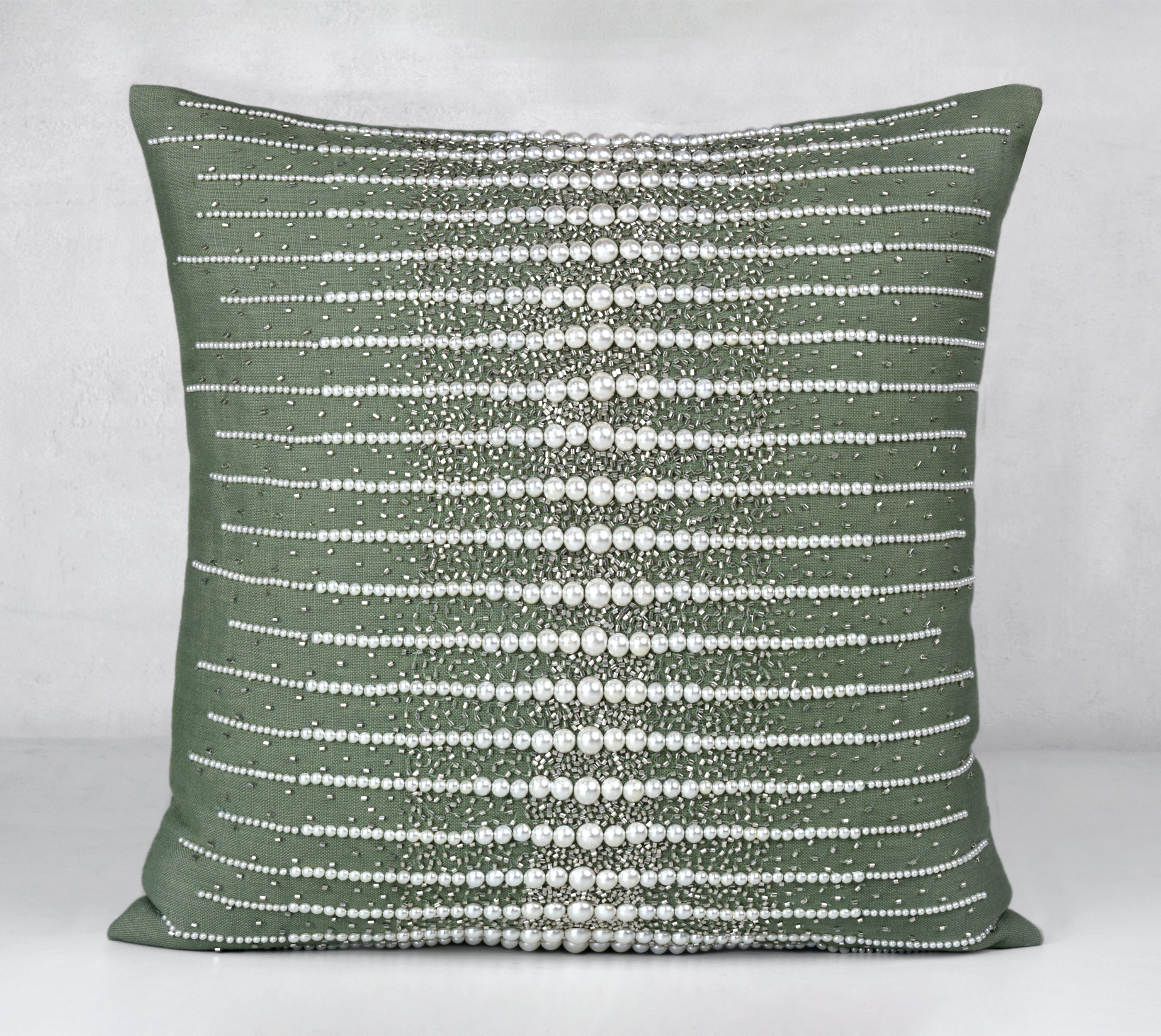 CONFETTI Green Linen Cushion Cover